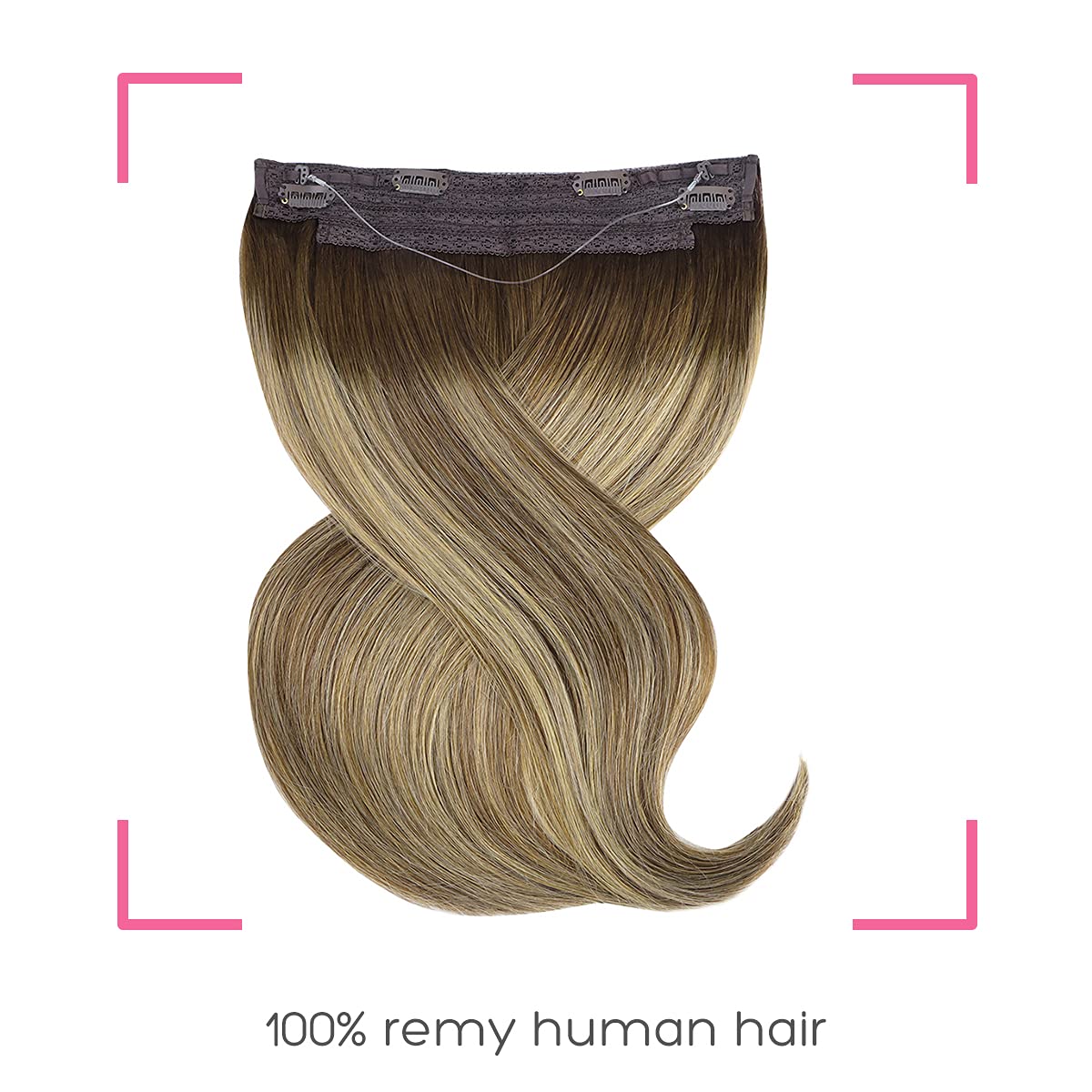 Marat 20-Inch Wire Hair Extensions – 110g Balayage Chocolate Brown to Honey Blonde Remy Human Hair with Invisible Fish Line | Real Human Hair Extensions for Everyday Wear, Parties & Special Occasions