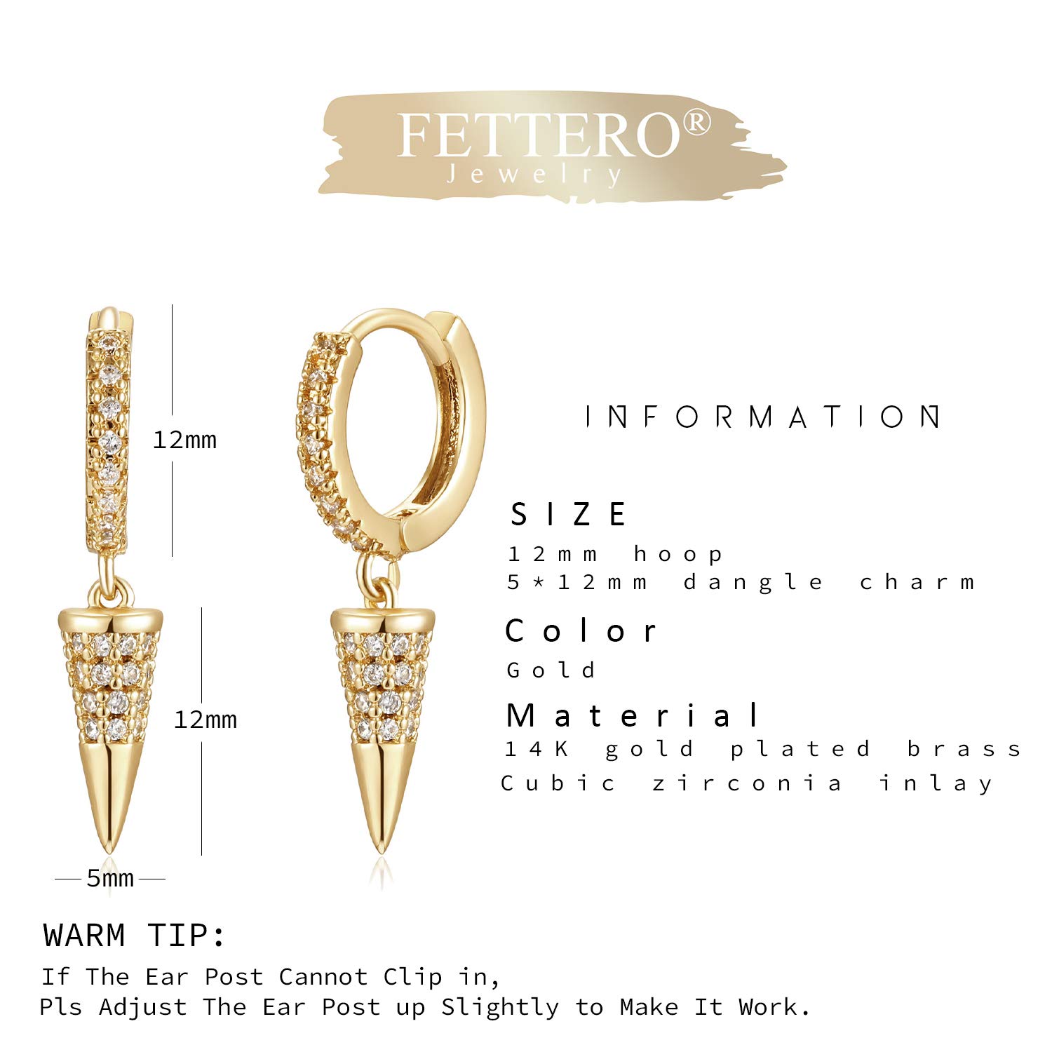 FETTERO Gold Plated Hoop Dangle Earrings for Women - Lightweight Drop Huggie Hoops, Hypoallergenic & Dainty Jewelry | Perfect for Parties, Weddings & Everyday Wear