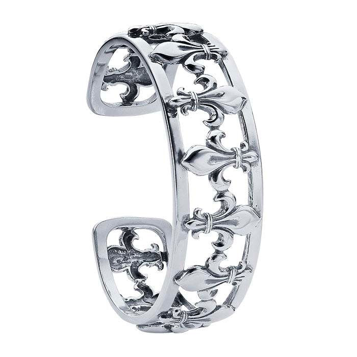 Sterling Silver Oxidized Fleur de Lis Cuff Bracelet for Women - Elegant Vintage Jewelry Gift for Her, Perfect for Anniversaries, Birthdays & Special Occasions