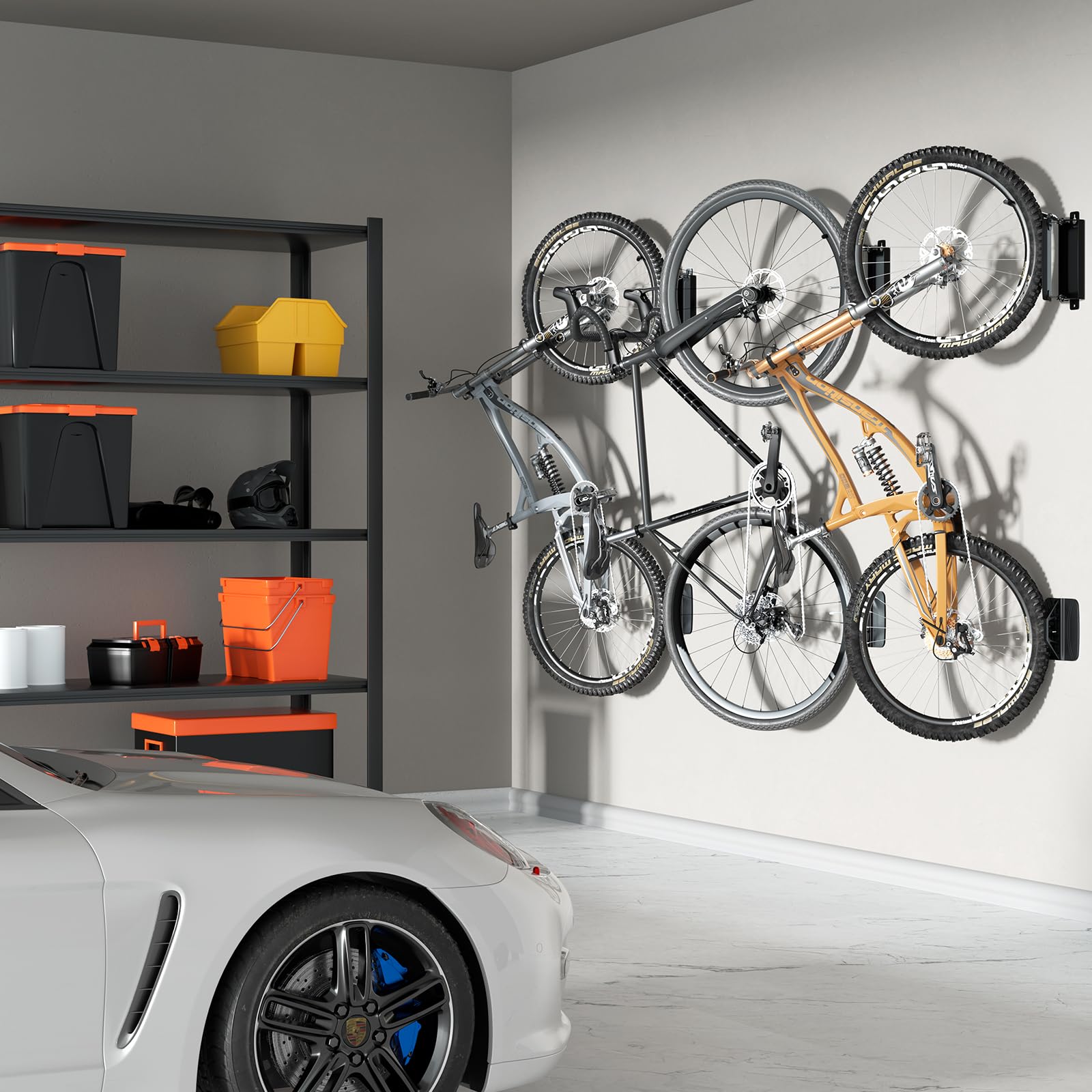 PUTORSEN Swivel Bike Wall Mount - Heavy Duty Vertical Bike Rack for Garage & Indoor Storage (Holds 77 lbs) | Space Saving Bike Hanger for Home, Apartment, Gym | Black Wall Mounted Bicycle Organizer for Easy Access & Secure Parking