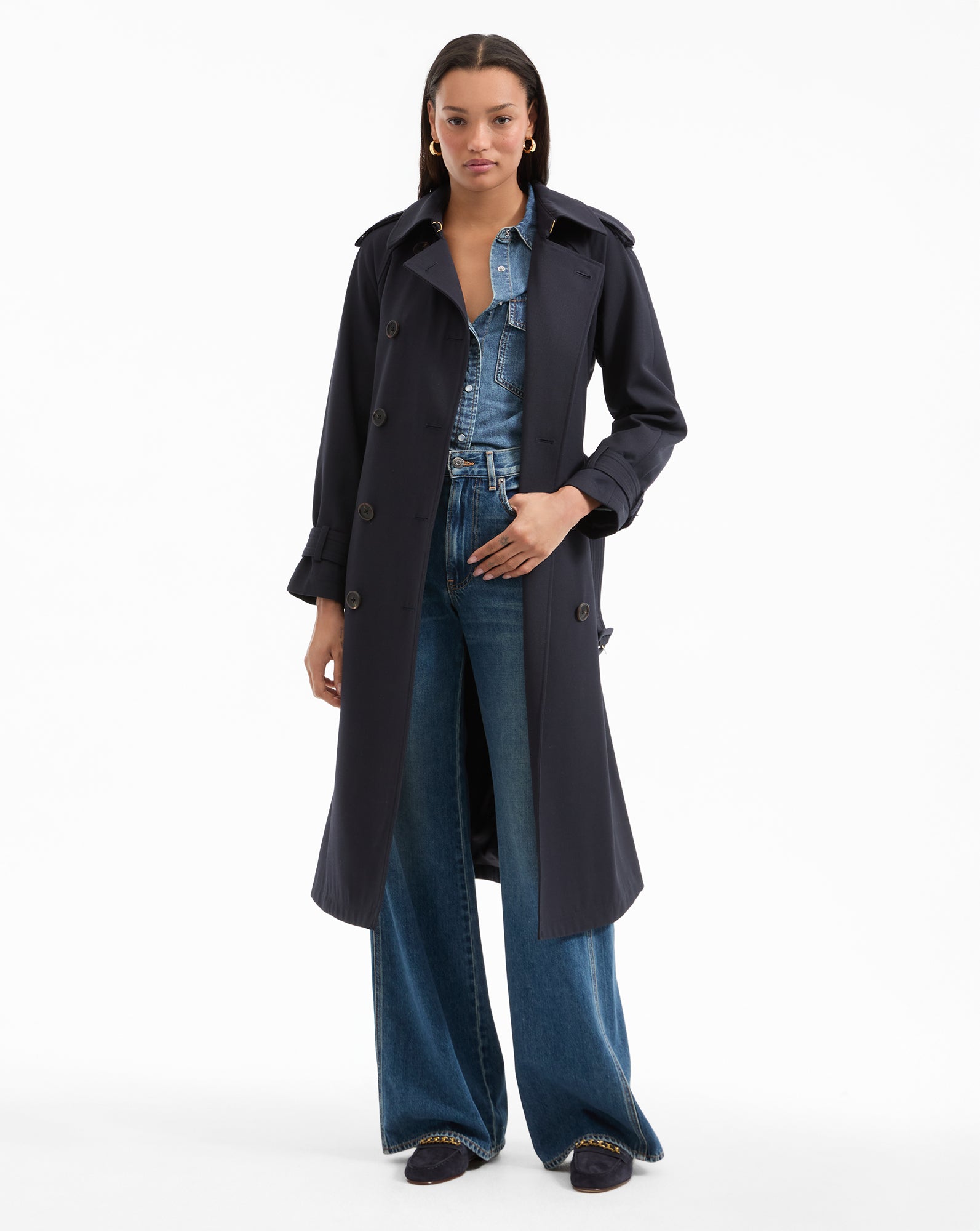 Conneley Dickey Trench Coat for Women - Classic Waterproof Long Coat with Belt, Elegant Fall & Spring Outerwear for Office, Dating & Travel