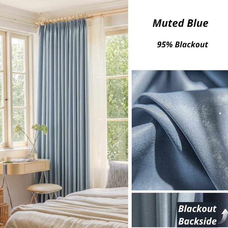 Blackout Thermal Insulated Custom Curtains - Polyester Glossy Finish for Bedroom & Living Room - Light Blocking, Energy Saving, Noise Reducing Window Treatments
