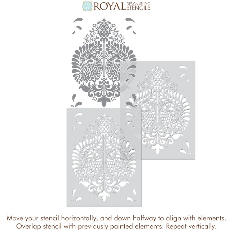 Annapakshi Indian Damask Wall Stencil - Reusable DIY Painting Template for Home Decor, Mandala Art, and Wall Murals | Perfect for Bedroom, Living Room, and Nursery Decoration