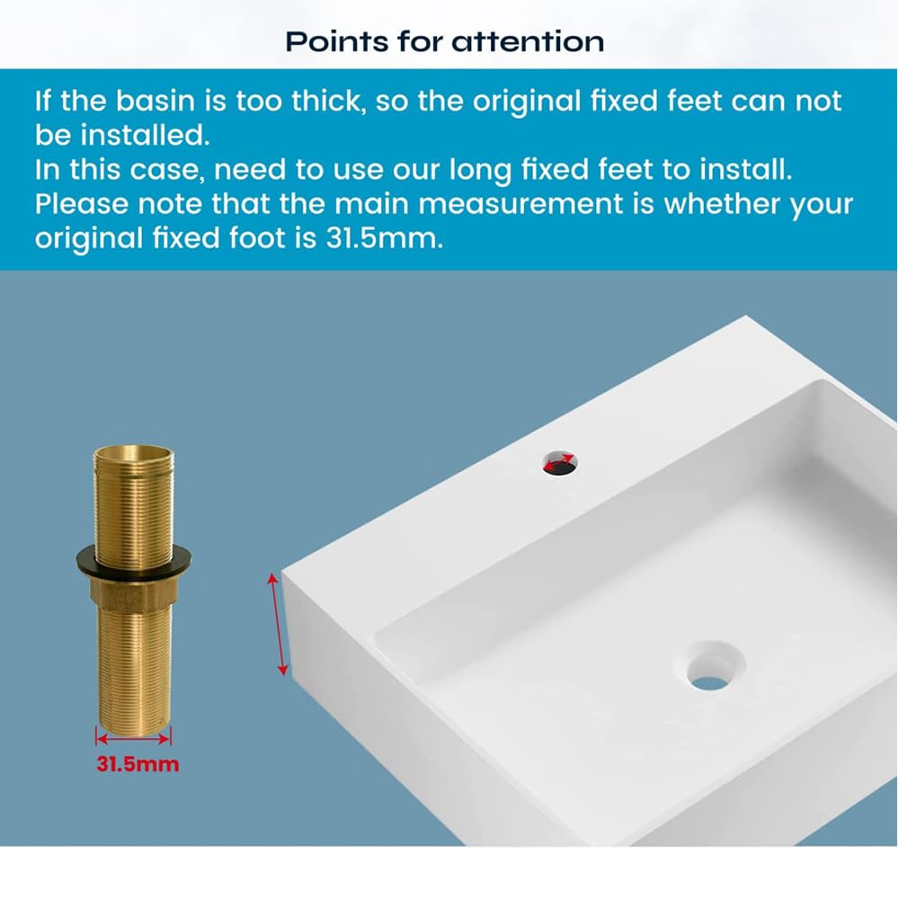 2.36-Inch Extra Long Shank Faucet Nut - 6cm Brass Mounting Hardware for Sink, Bathroom & Kitchen Faucet Installation - Perfect for DIY Plumbing Repairs and Home Renovation Projects