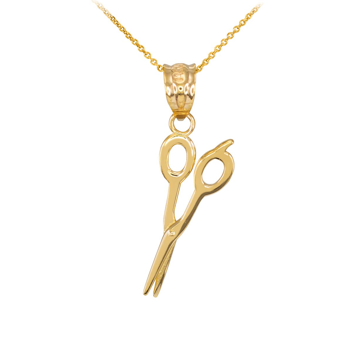 14K Yellow Gold High Polish Hair Stylist Scissor Pendant Necklace for Stylists & Barbers - Perfect Gift for Cosmetology Graduates & Salon Professionals