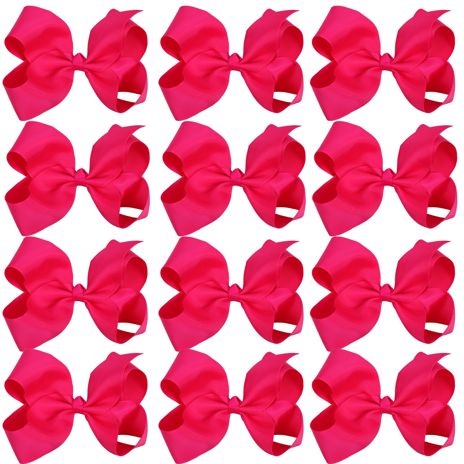 6 Inch Large Boutique Hair Bows for Cheerleading - Shocking Hot Pink Alligator Clip Hair Accessories - Perfect for Cheer Competitions, School Spirit Days & Dance Performances