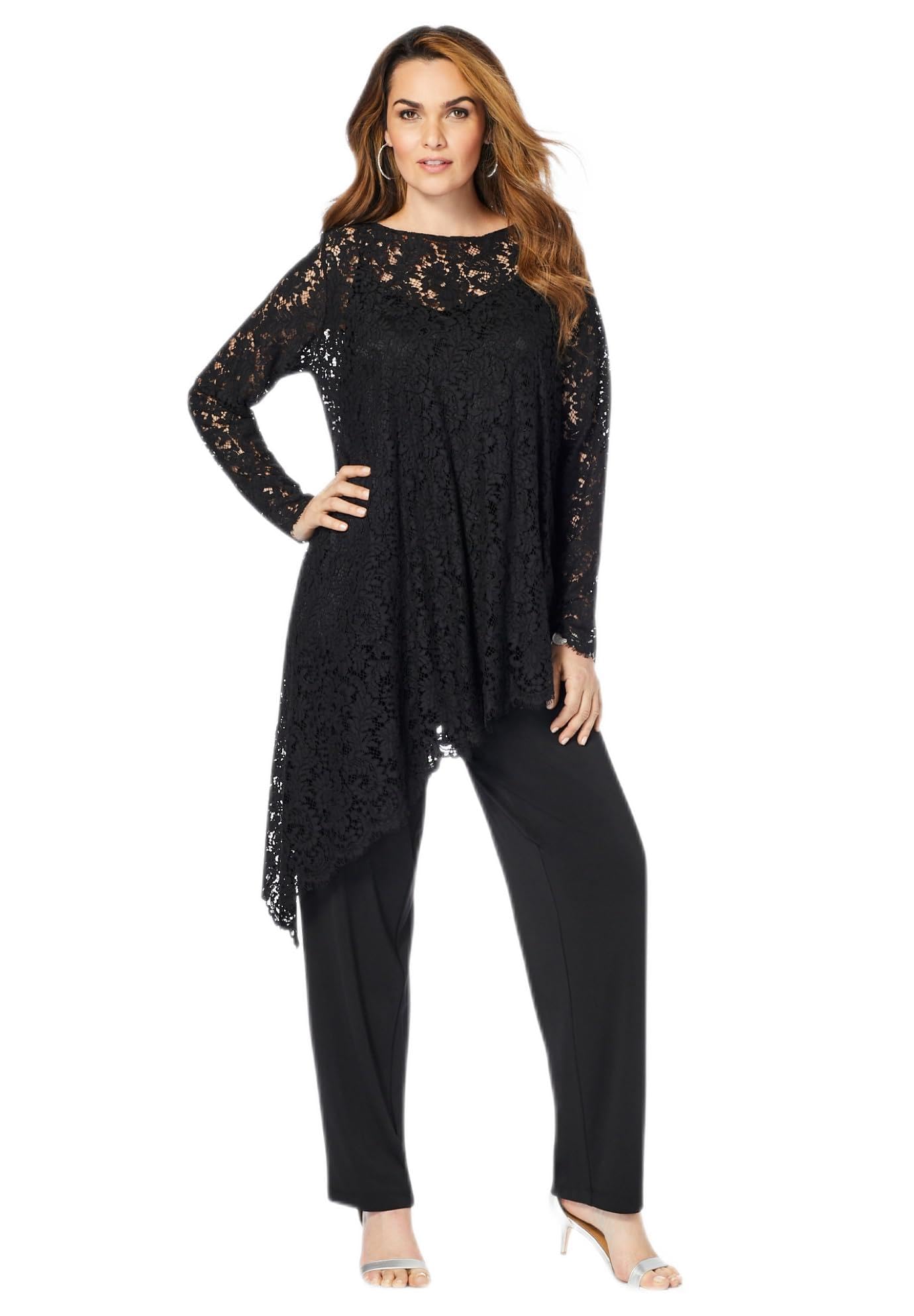 Romantic Plus Size Women's Asymmetrical Lace Panty Set - Sexy Comfortable Underwear for Date Night & Special Occasions
