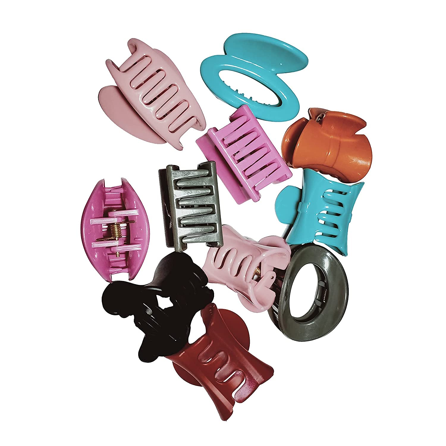 Mom & Dreams Medium Plastic Hair Claw Clips for Women & Girls - 10-Piece Multicolor Set - Perfect for School, Work, Gym & Everyday Hairstyles