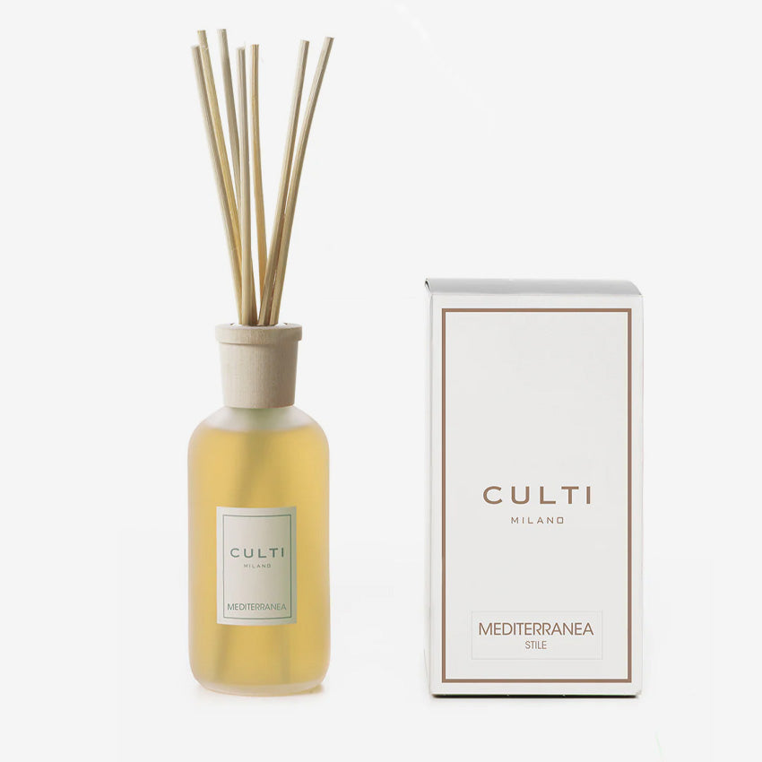 Culti Milano Mediterranea Style Reed Diffuser - Elegant Home Fragrance for Living Room, Bedroom & Office | Long-Lasting Scented Oil Diffuser with Natural Rattan Reeds