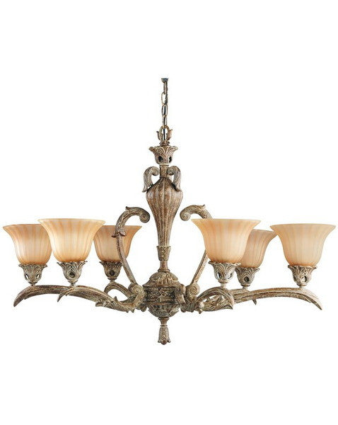 Kichler Lighting 1914 APC Kimberley Collection 6-Light Oval Chandelier in Aged Pecan Finish - Elegant Dining Room & Entryway Lighting Fixture for Home Decor