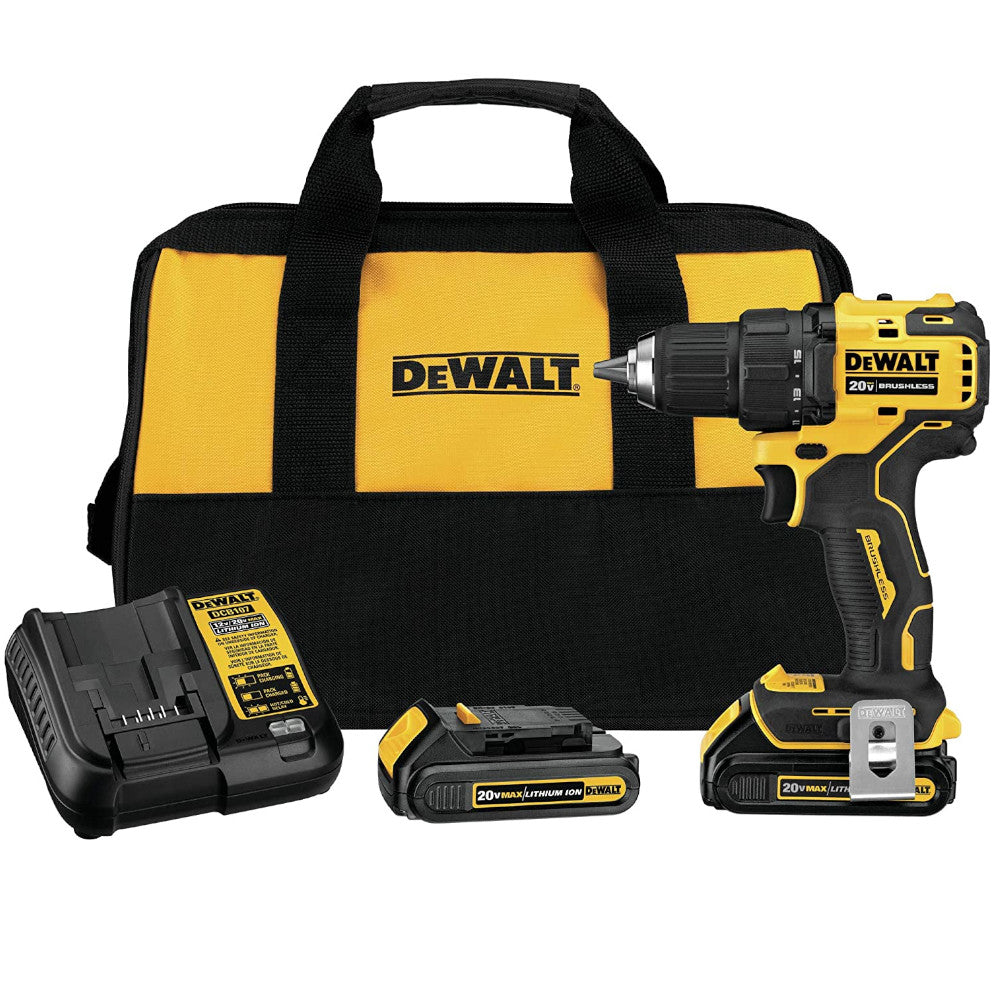 DEWALT 20V MAX* Cordless Drill/Driver Kit, Compact 1/2 Inch (Refurbished with Warranty) - DCD708C2 - Perfect for DIY Projects, Home Repairs & Professional Construction Work
