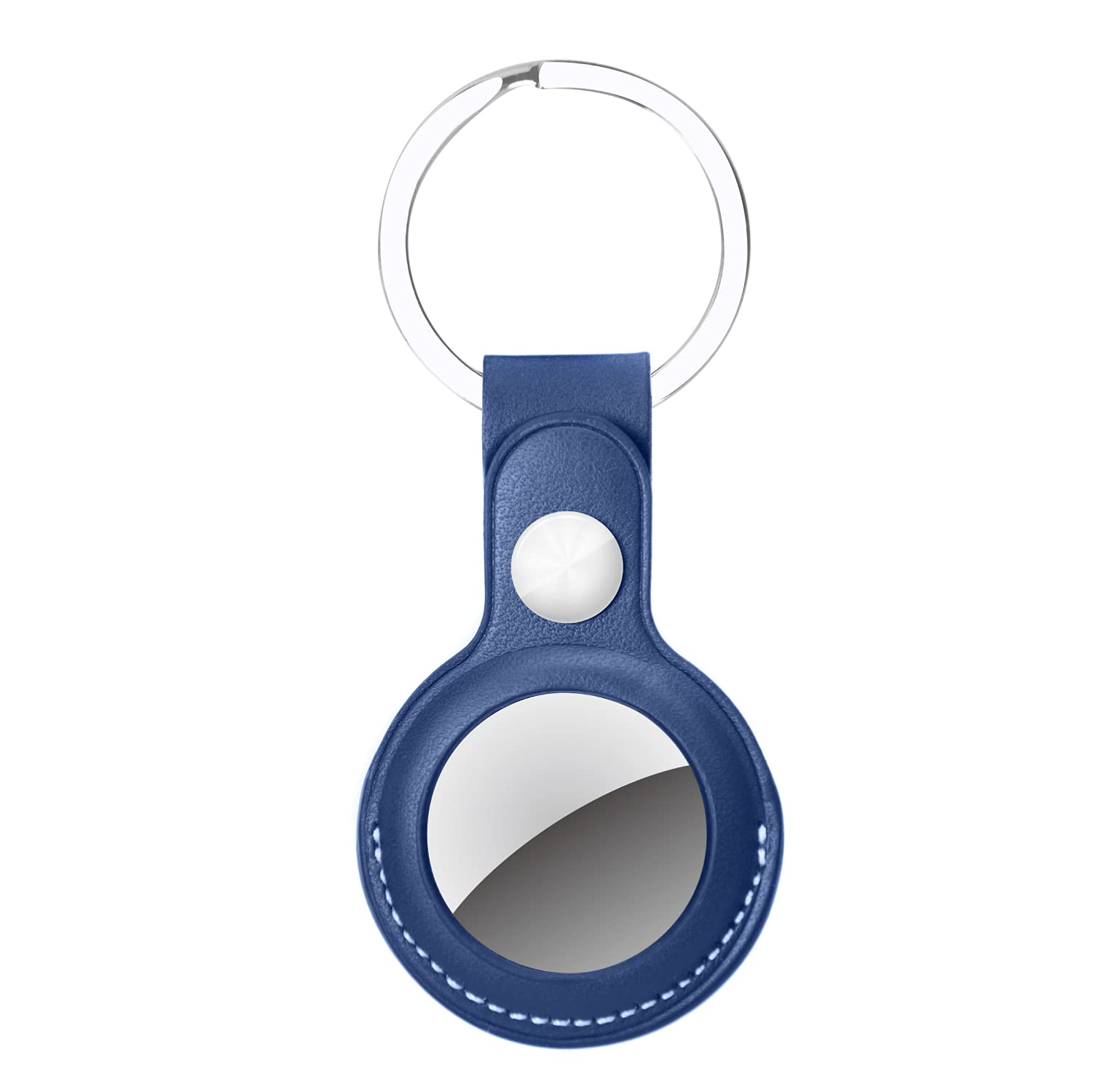 TECHGEAR Premium PU Leather Protective Case for Apple AirTag 2021 - GPS Tracker Holder with Keychain Ring | Durable Airtag Cover for Keys, Wallets, Backpacks & Luggage | Compatible with All Apple AirTags (Blue) | Perfect for Travel, Daily Commute & Item Tracking