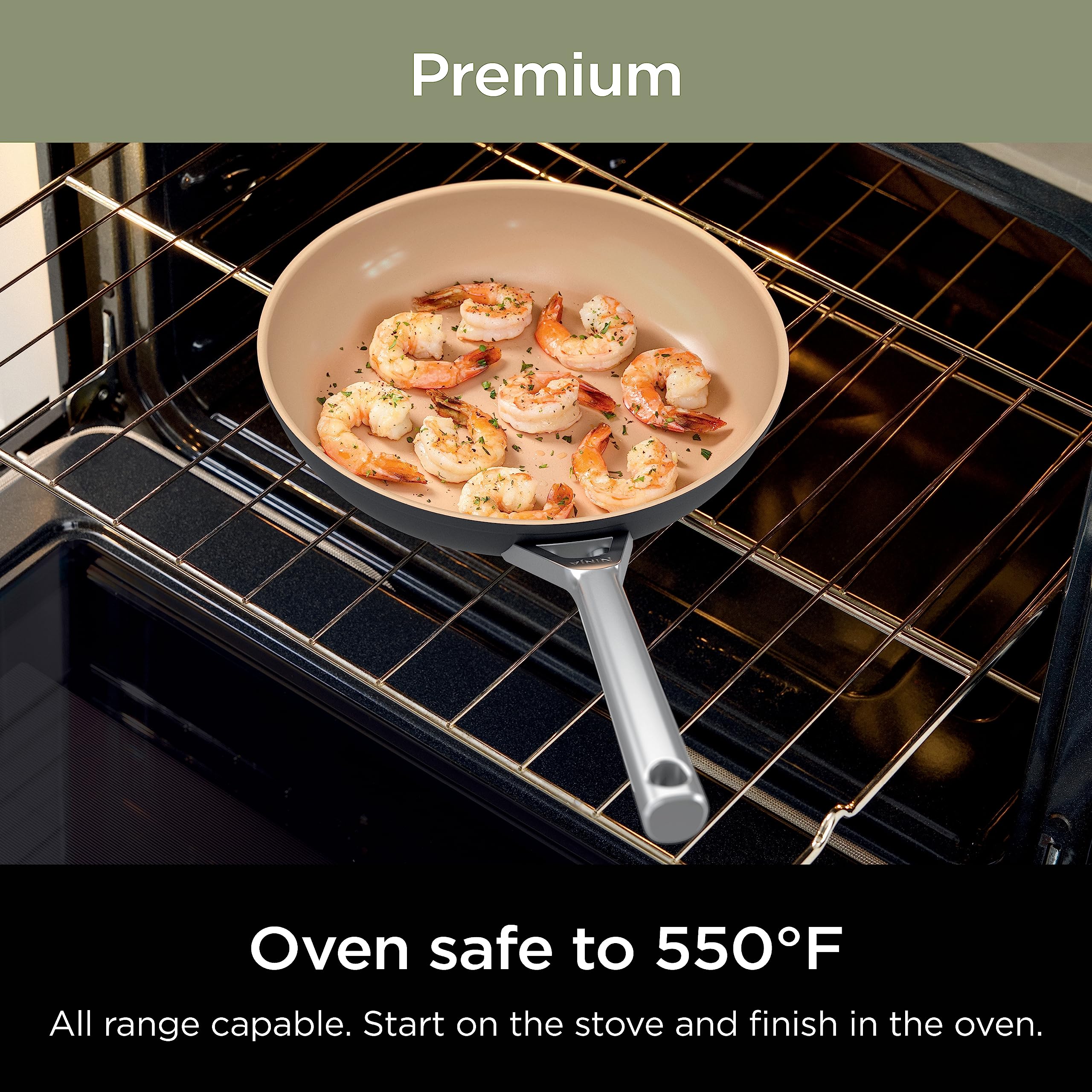 Ninja Pots and Pans Set - 9-Piece Nonstick Ceramic Cookware Set | PTFE & PFOA Free | Oven Safe to 550°F | Induction Compatible | 3 Frying Pans & 3 Cooking Pots | Extended Durability | Perfect for Home Cooking, Meal Prep & Professional Chefs | CW99009
