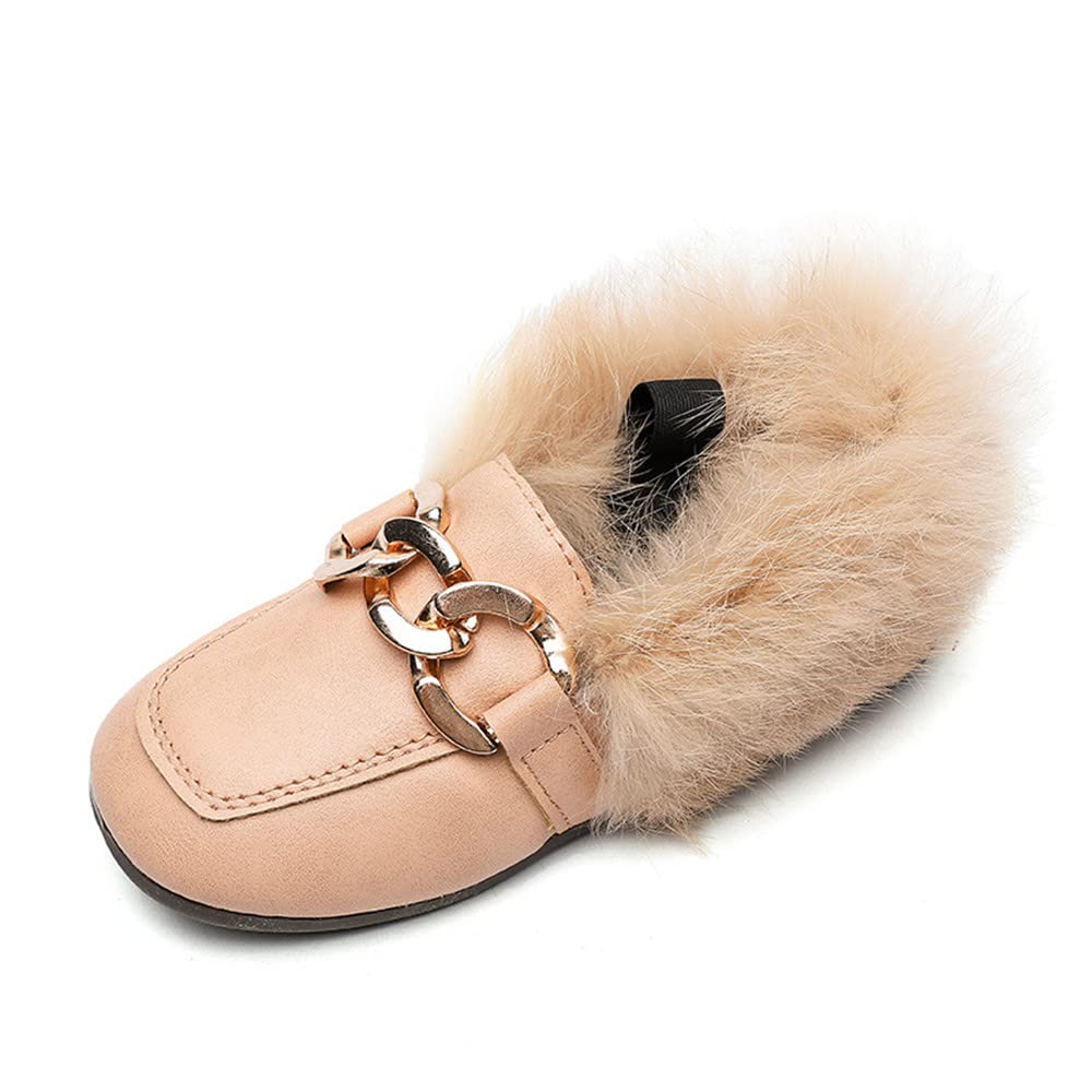 Toddler Girls & Boys Velour Loafers with Faux Fur - Warm Leather Dress Shoes for Daily Walking, Moccasin Boat Shoes - Perfect for School, Parties & Winter Outfits