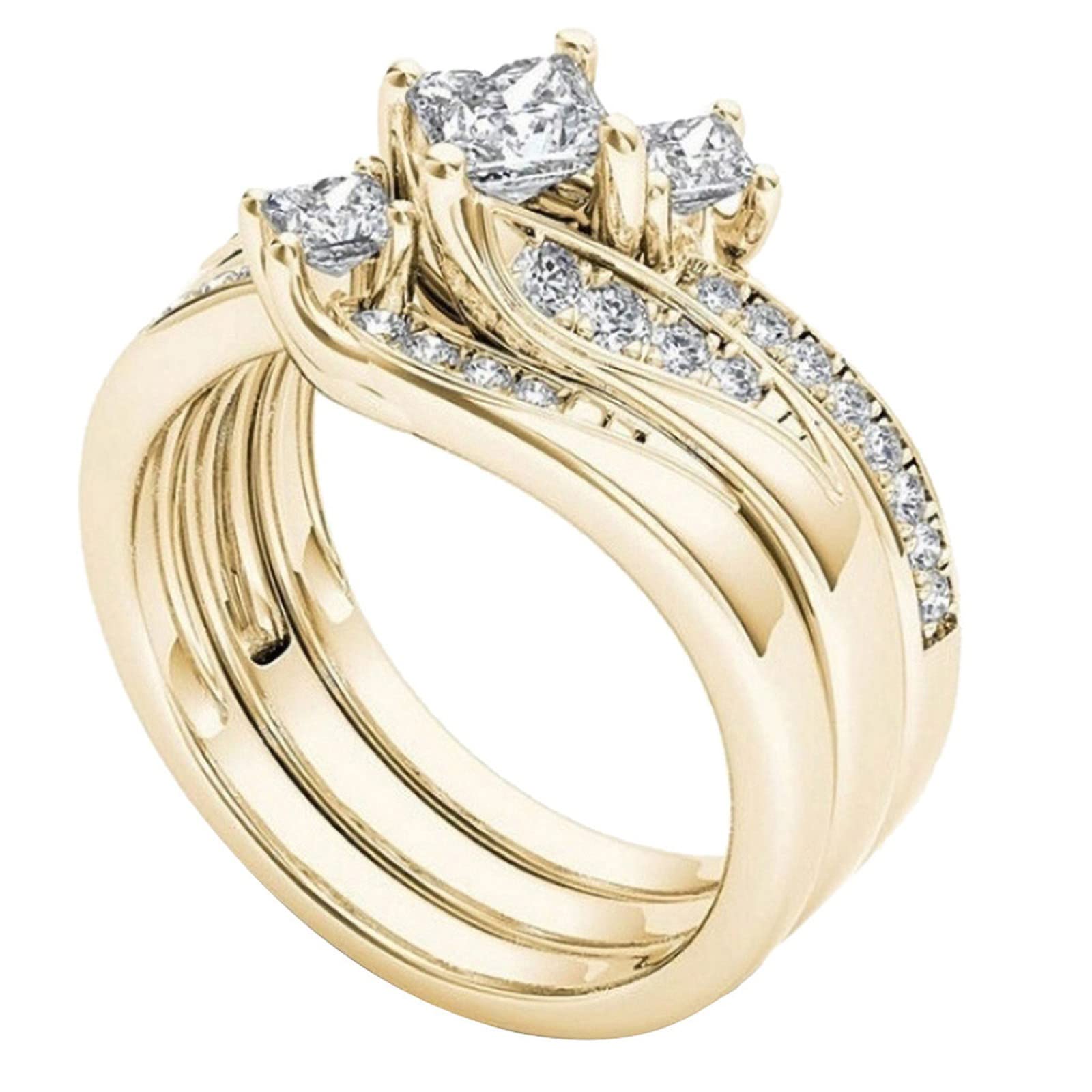 3-Piece CZ Wedding Ring Set - Diamond Proposal & Engagement Ring for Women - Perfect for Proposals & Anniversaries