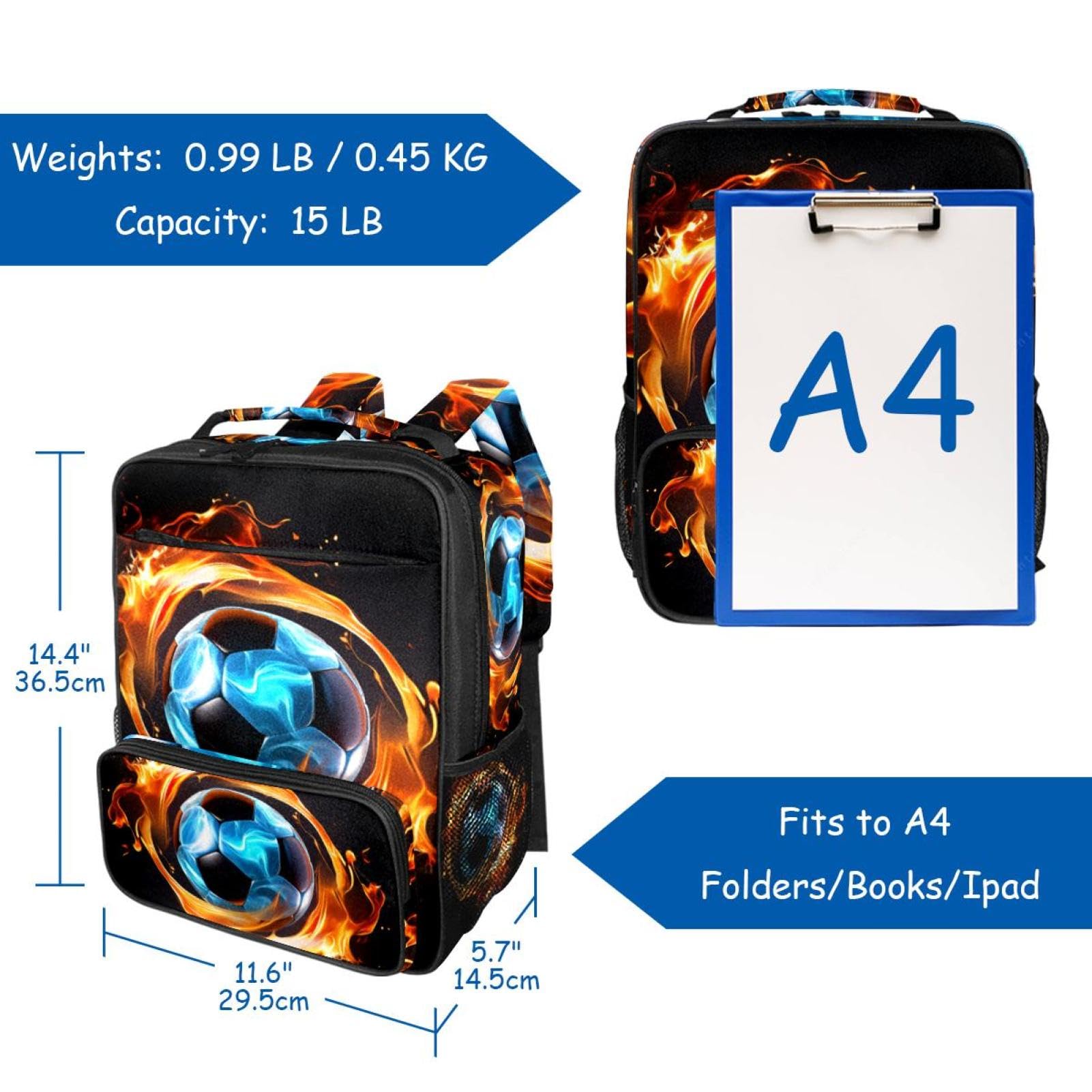 Stylish Travel Backpack for Women & Men - Durable Flaming Football Design Backpack for Hiking, Commuting & Outdoor Adventures