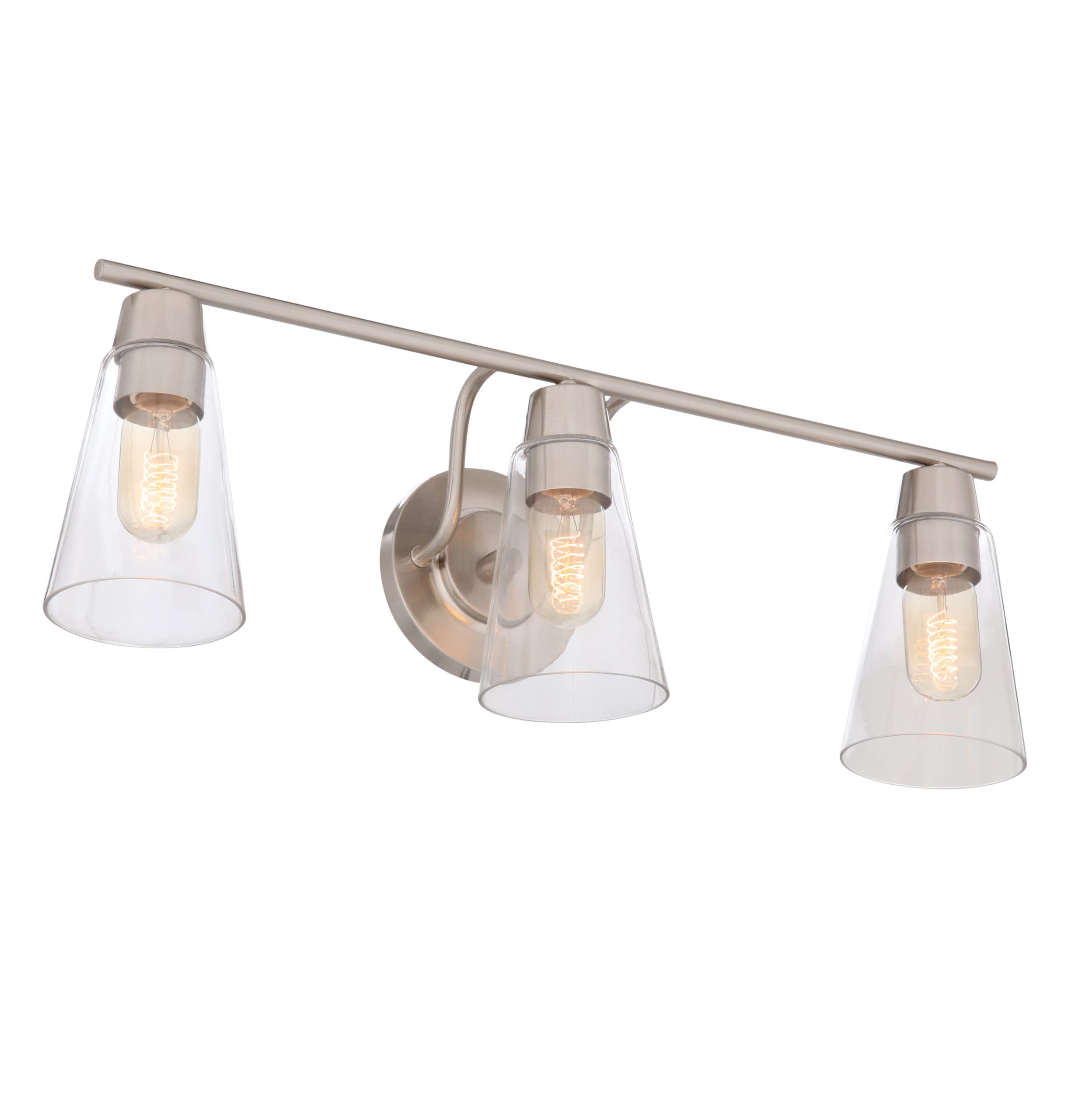 Designers Fountain Echo 3-Light Bathroom Vanity Lighting Fixture in Satin Platinum (87803-SP) - Perfect for Modern Bathroom, Powder Room, and Master Suite Decor