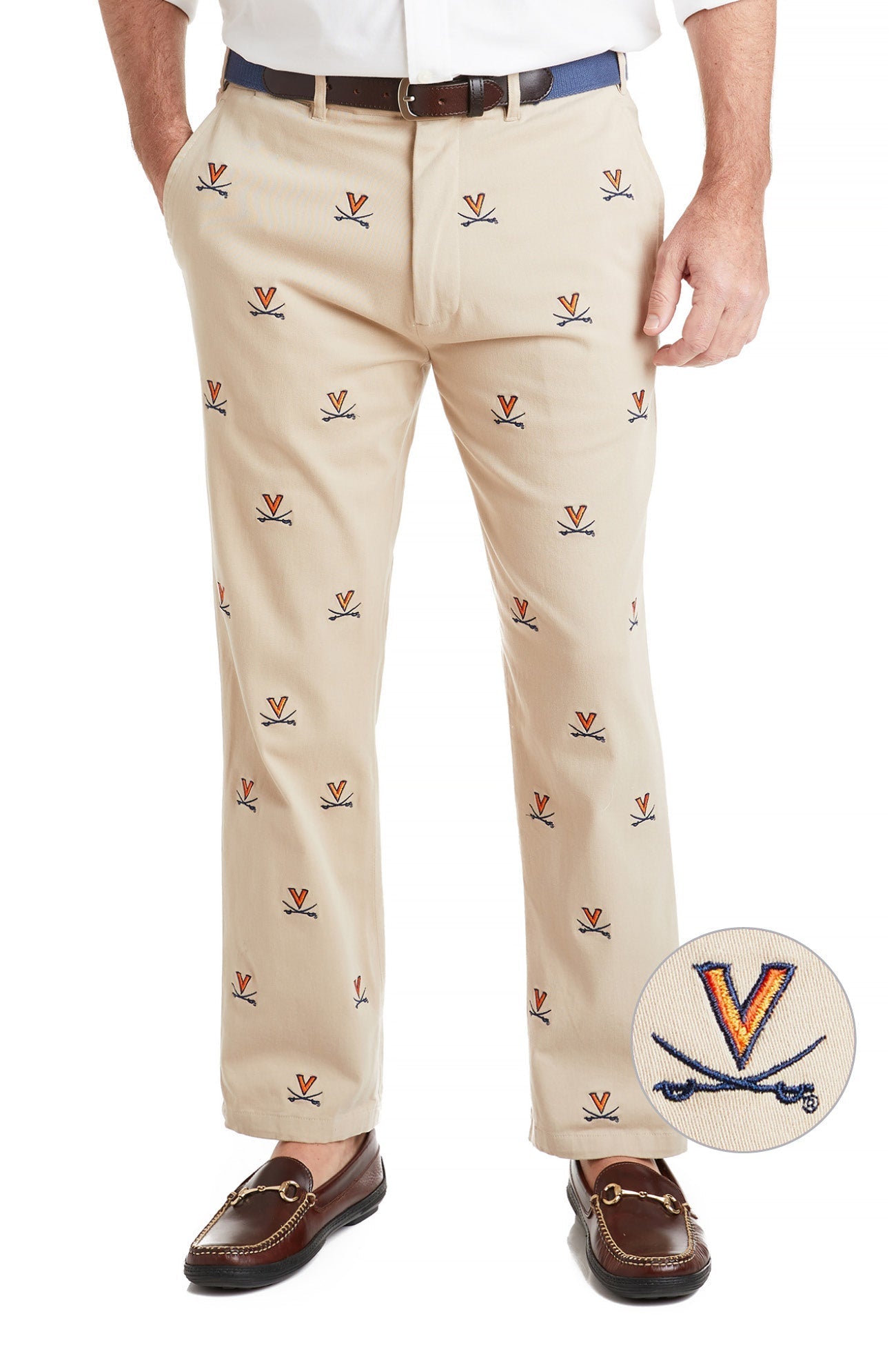 UVA Collegiate Stretch Twill Pants for Men & Women - Comfortable Khaki Casual Trousers for School, Work & Everyday Wear