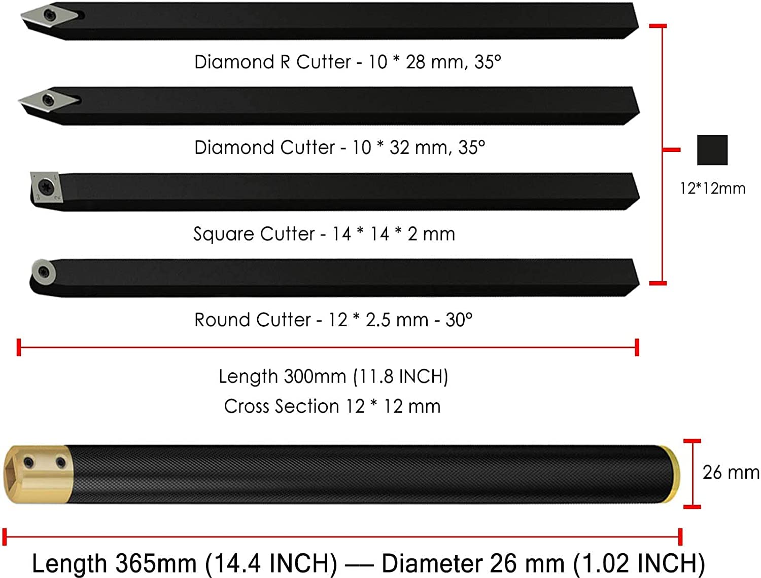 Carbide Wood Lathe Chisels Set - 16-25