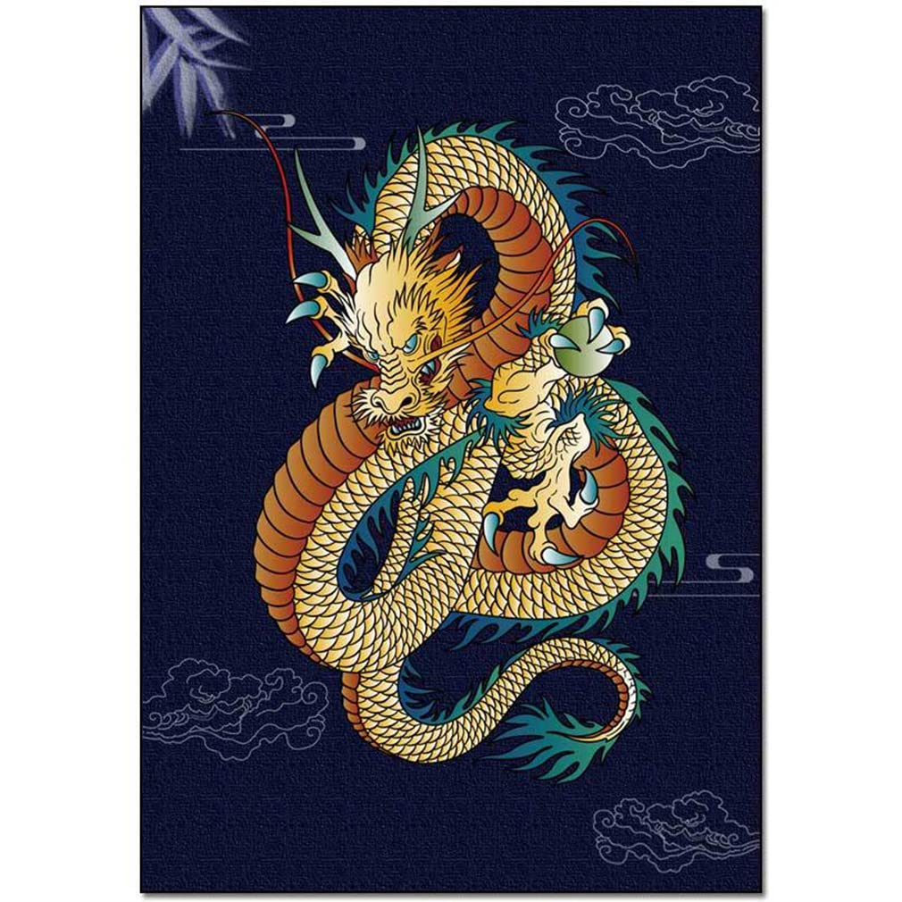 Modern Abstract Dragon Pattern Area Rug - Non-Slip Luxury Decor Carpet for Farmhouse, Bedroom, Living Room & Kitchen - Indoor/Outdoor Use - Perfect for Courtyard, Bathroom & Entryway - 5' x 6.5' Blue