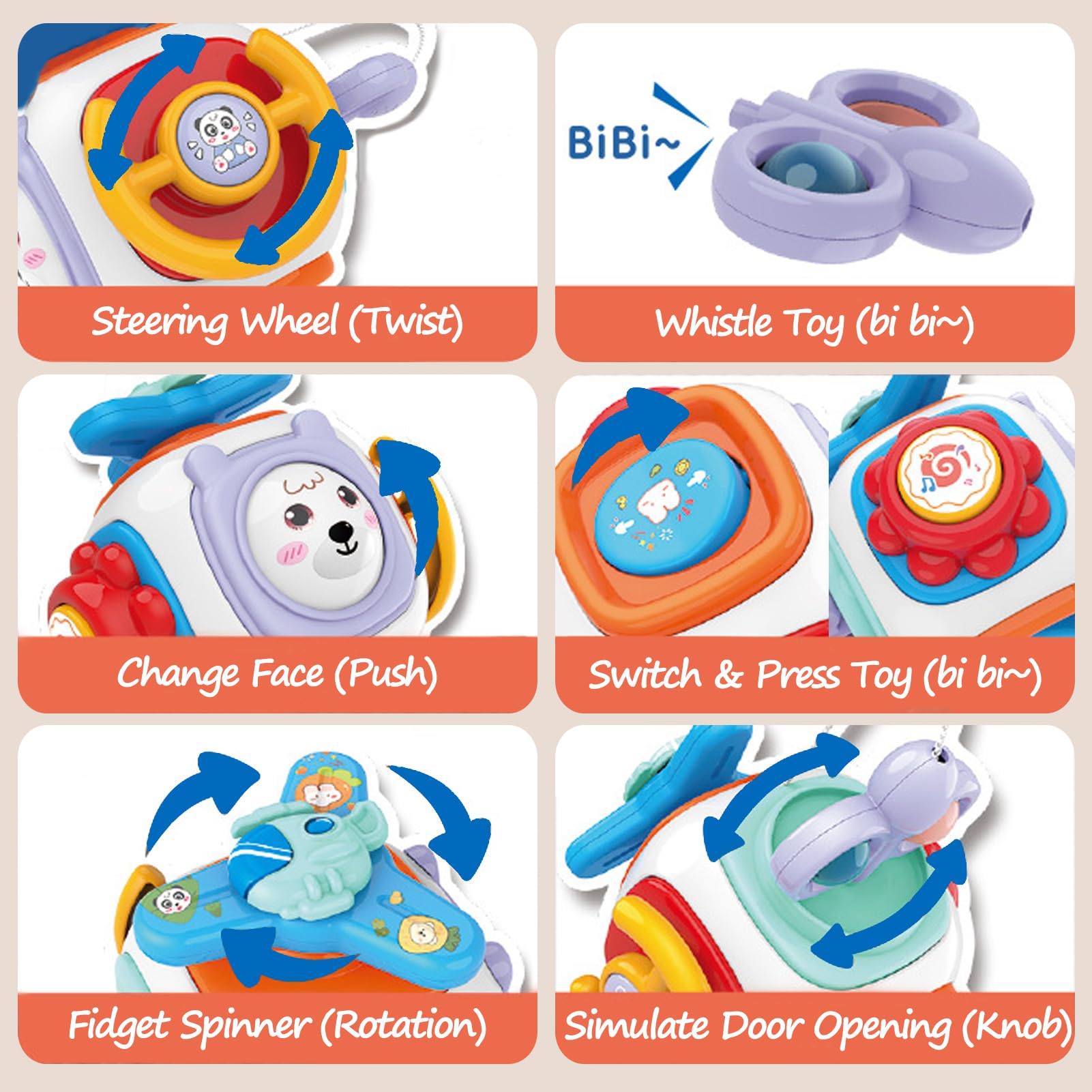 Montessori Toys for 1-3 Year Olds - Sensory Busy Board Cube with Travel Activities | Educational Toddler Toys for 6-24 Months | Perfect for Airplane & Car Travel, Early Learning & Interactive Play