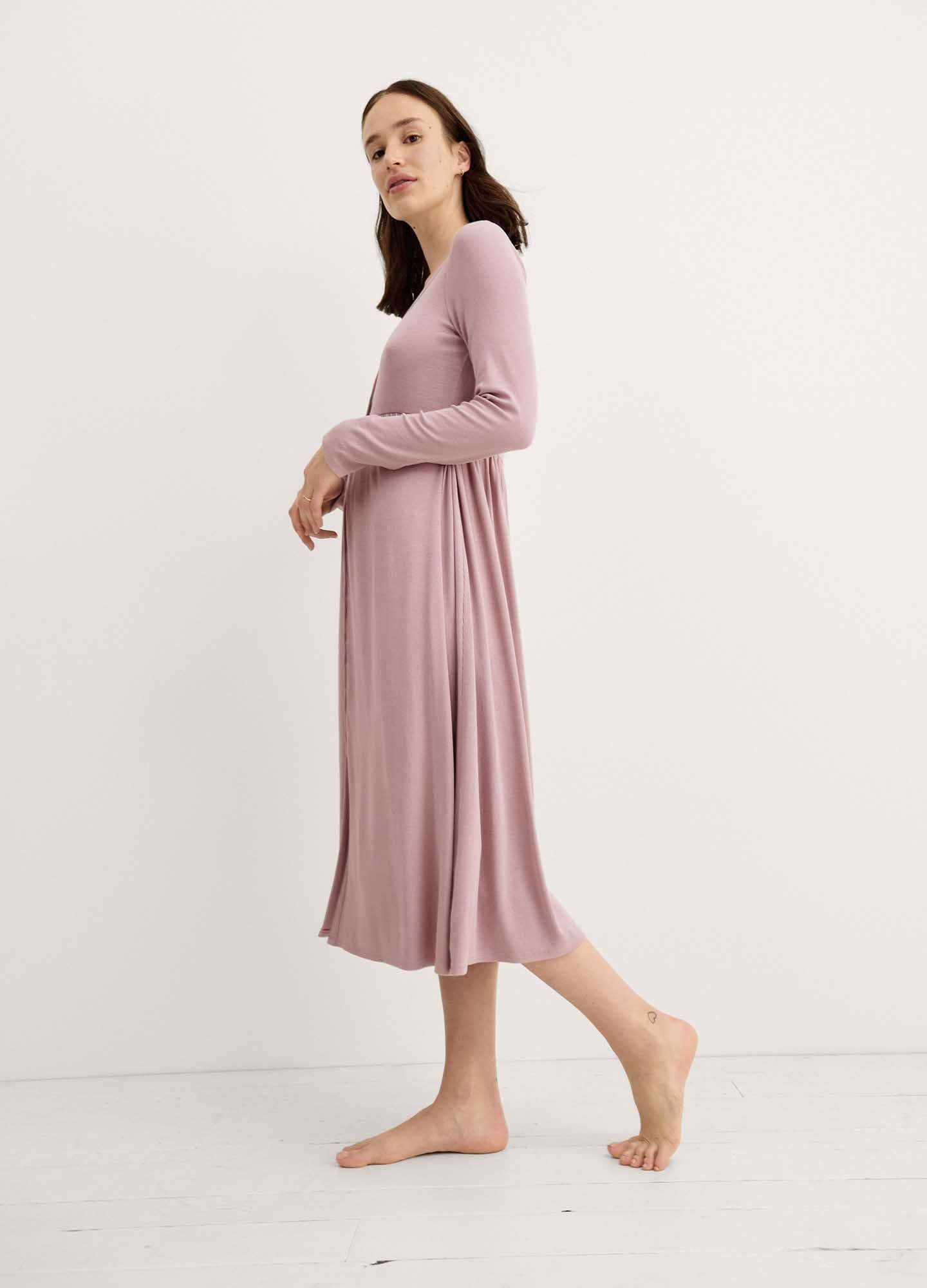 Ultra Soft Rib Nursing Dress for Moms - Comfortable & Stylish Breastfeeding Clothes for Everyday Wear