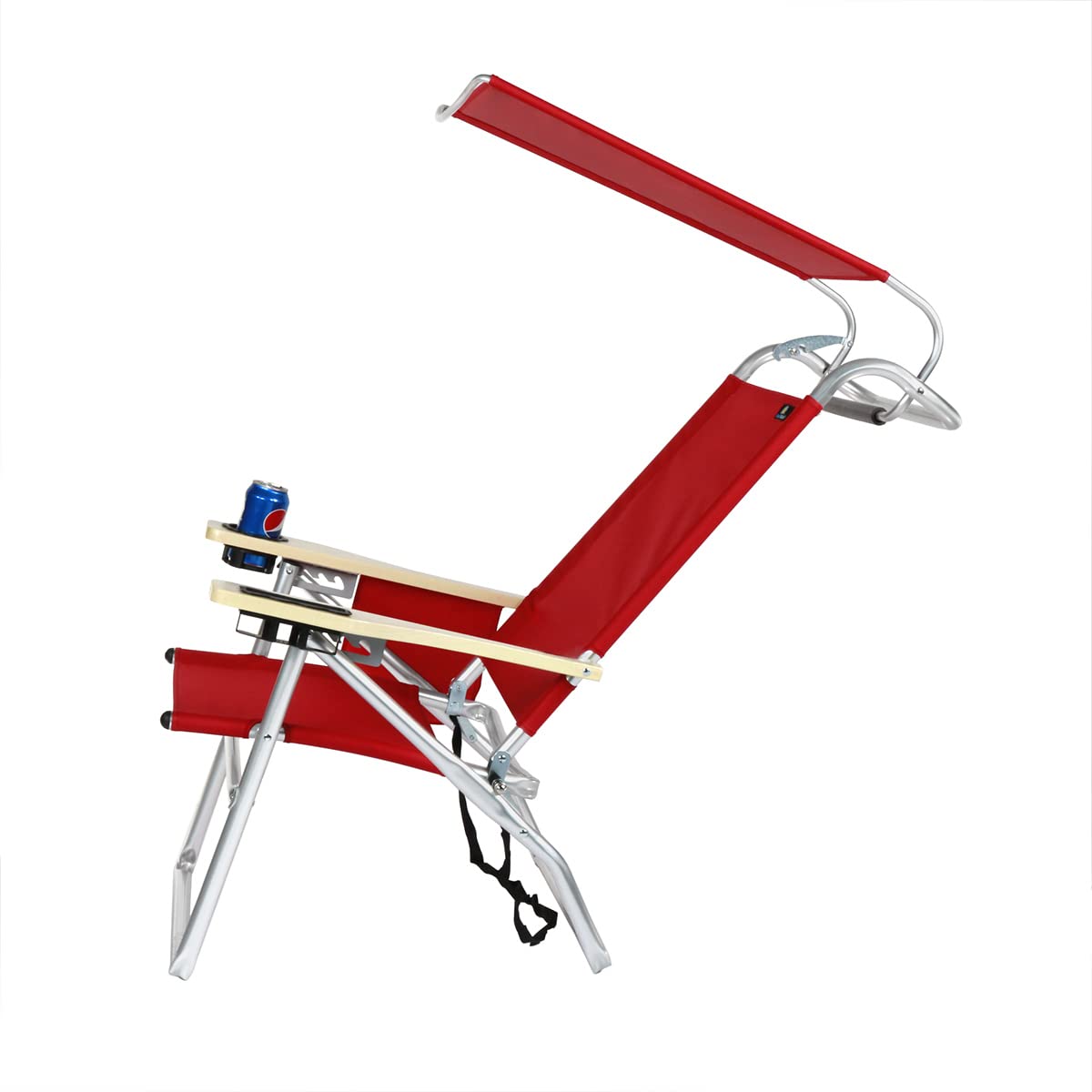 Premium Lightweight Aluminum Beach Chair with 4 Reclining Positions & Adjustable Canopy Shade - Includes Drink Holder & Storage Pouch for Adults - Perfect for Poolside Relaxation, Camping & Outdoor Adventures