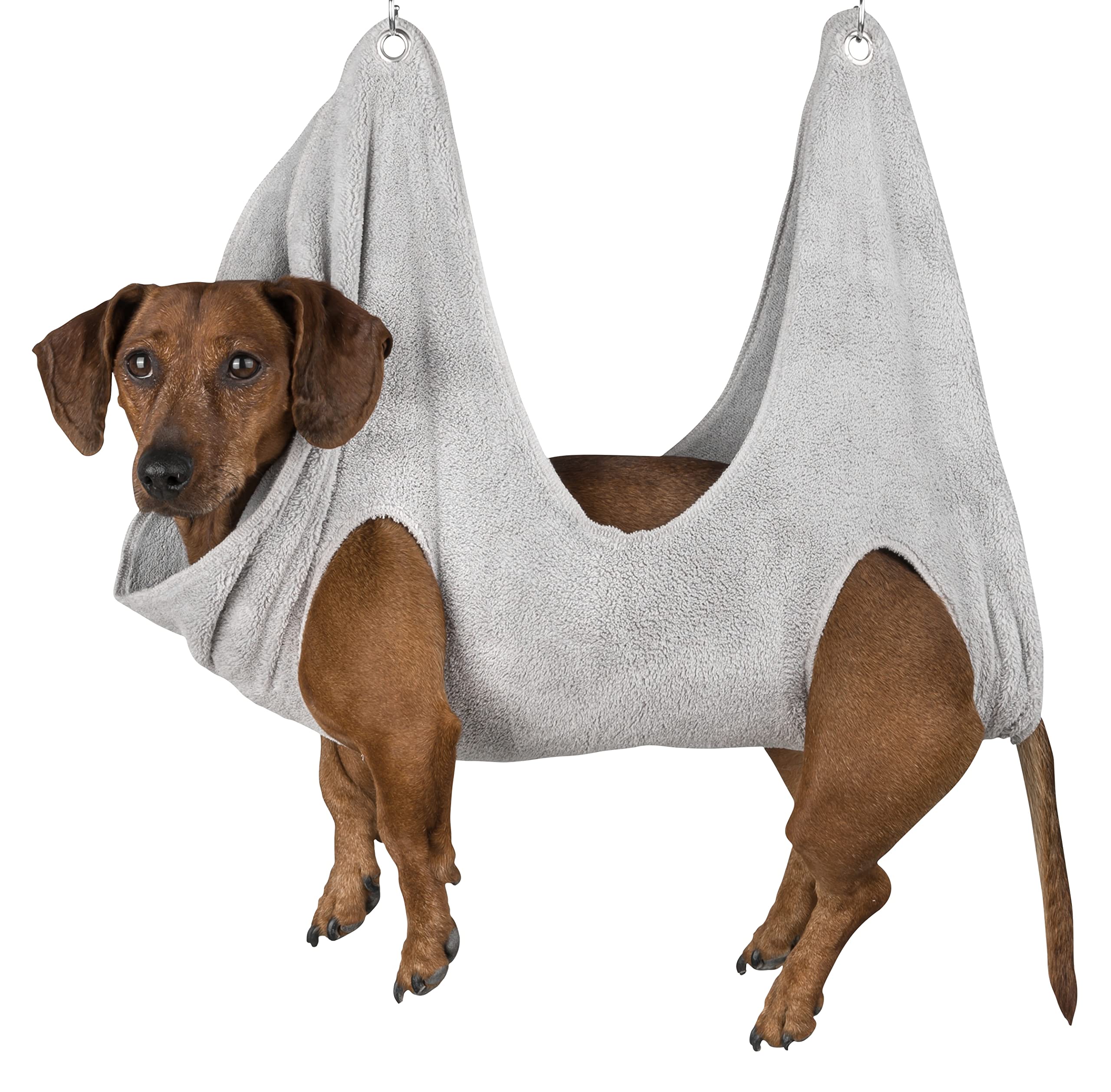 Okotbuuts Dog Grooming Hammock - Durable Pet Harness for Nail Trimming, Bathing & Grooming Small to Medium Dogs - 9.8x9.8 Inch Hanging Sling Bag with Hangers (Grey) - Perfect for Home Grooming, Vet Visits & Pet Salon Use