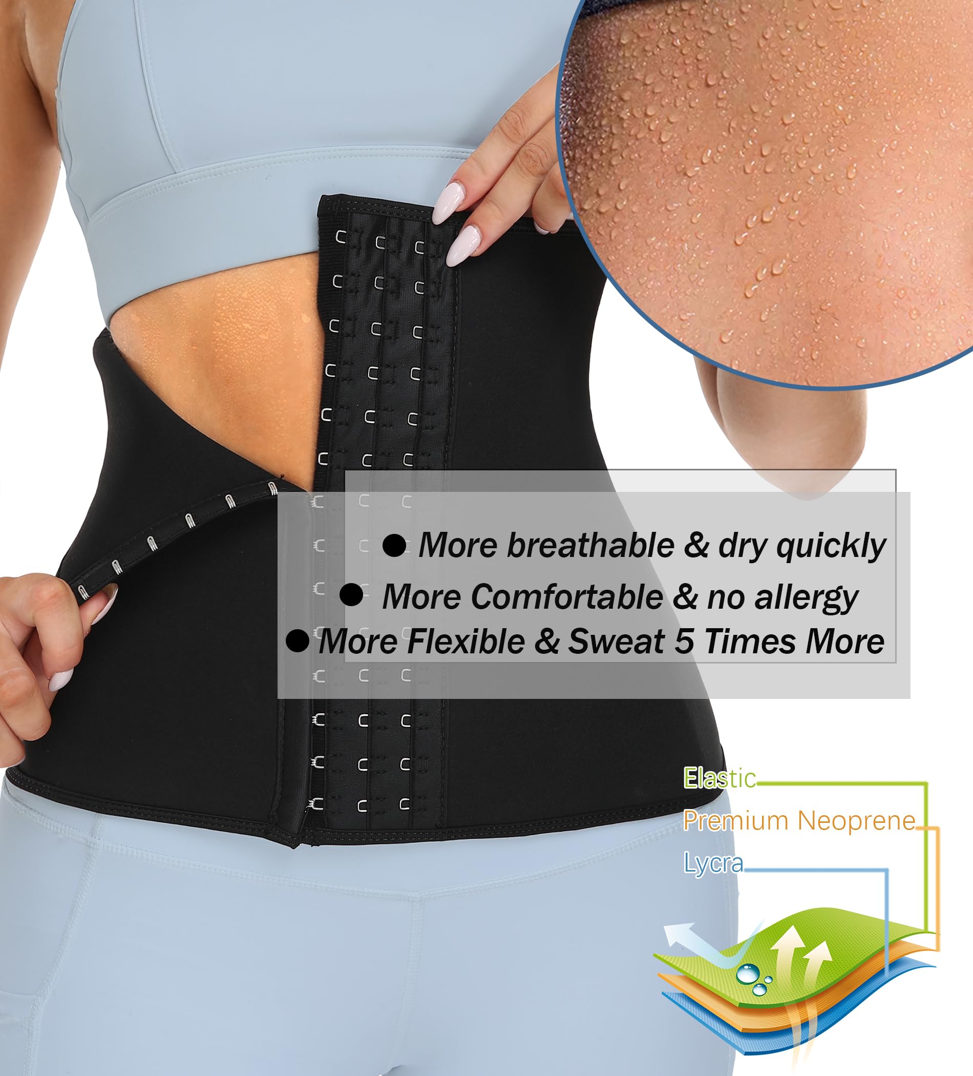 TELALEO Women's Waist Trainer - Neoprene Slimming Belt for Tummy Control, Body Shaper & Waist Cincher - Sweat Waist Trimmer for Workout & Postpartum Recovery