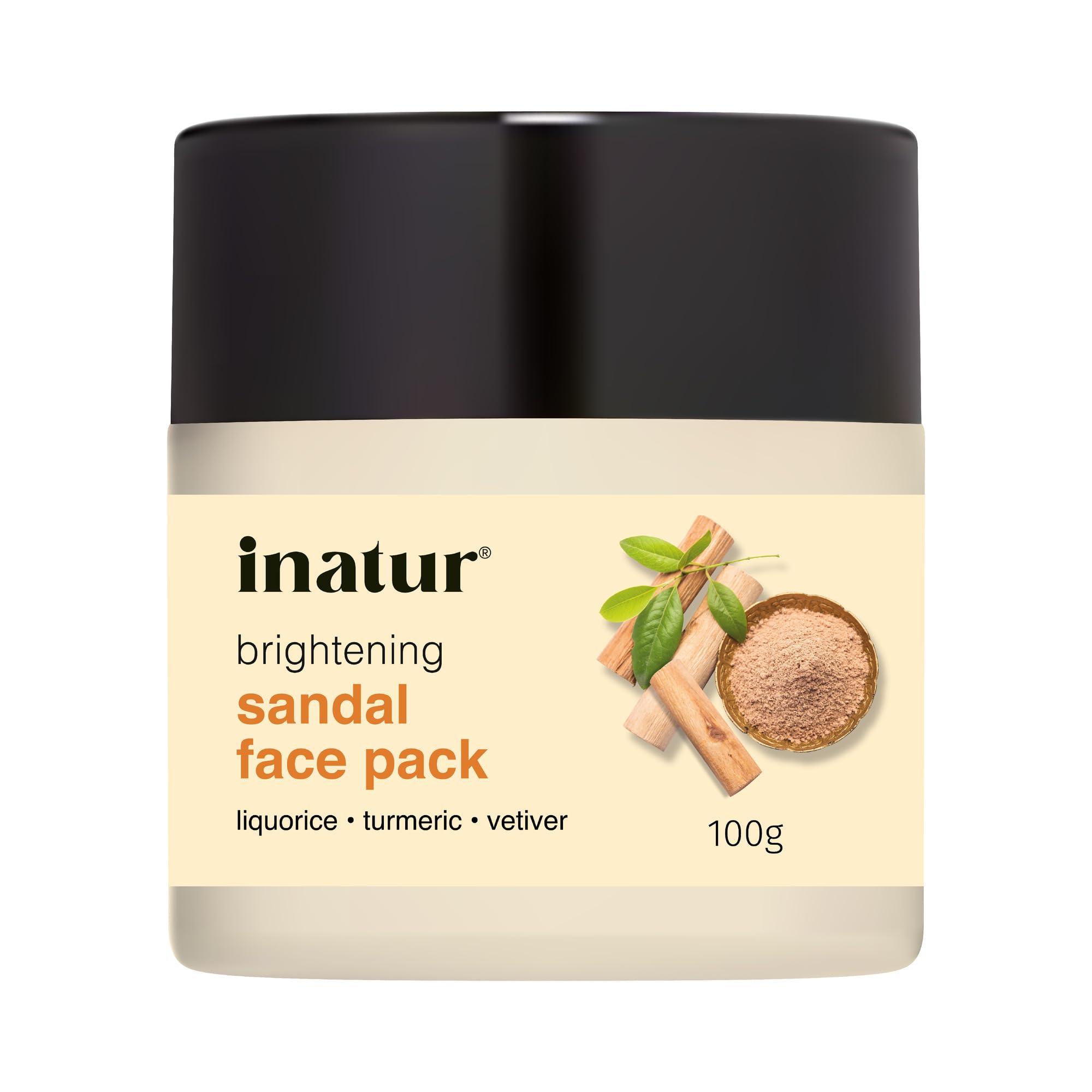 **inatur Sandal Face Pack - 100% Natural & Vegan Brightening Face Mask for Blemishes, Pigmentation & Glowing Skin | Suitable for All Skin Types | 100g | Perfect for Daily Skincare & Spa Treatments**