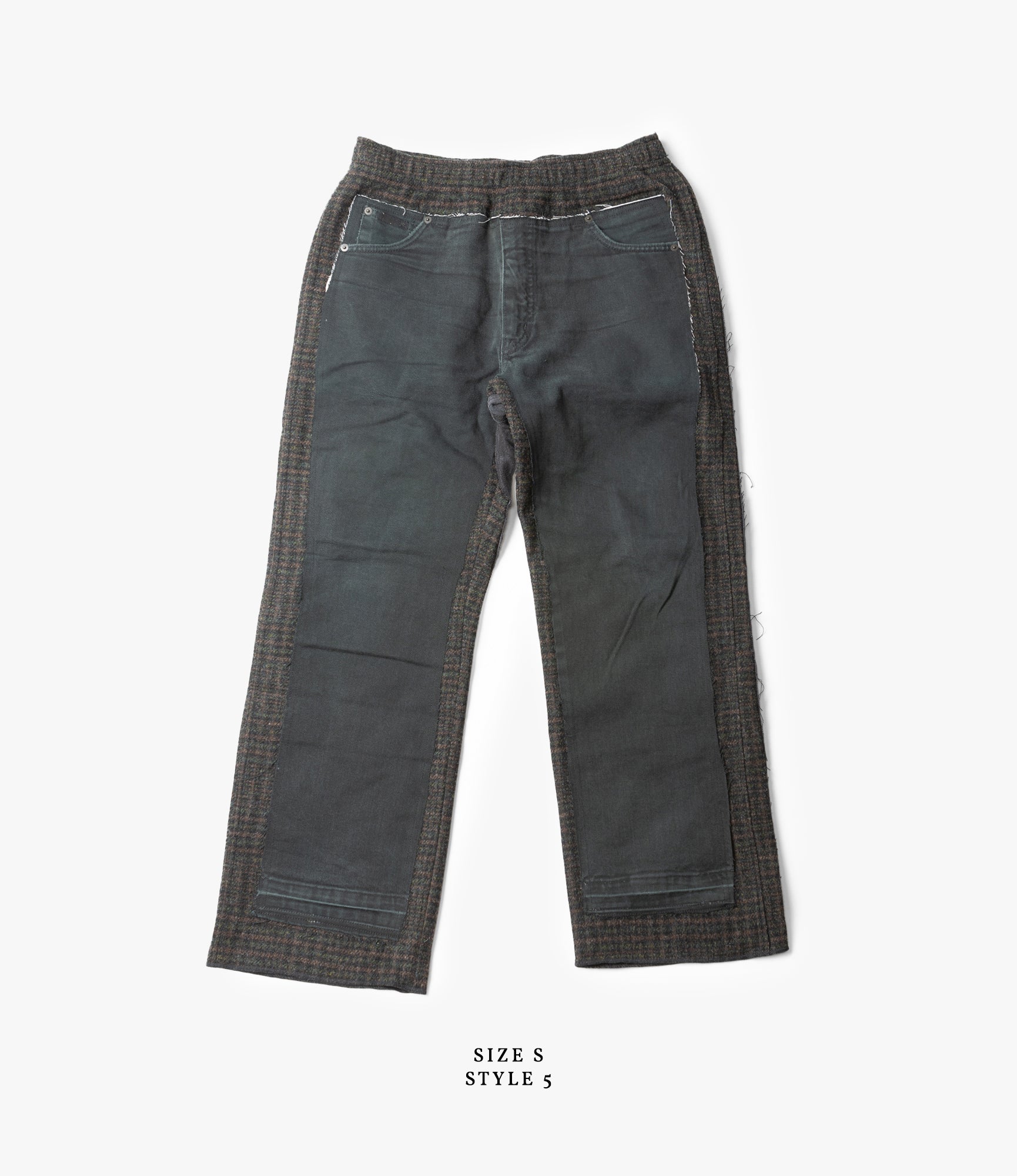 Black Denim & Glen Plaid Wool Covered Pant - Stylish Women's Trousers for Work, Office and Casual Wear