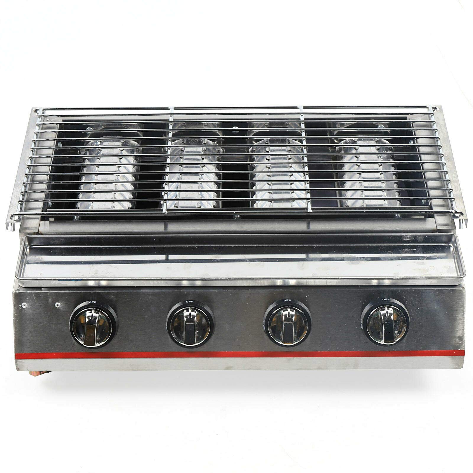 4 Burner Portable LPG Gas BBQ Grill - Stainless Steel Outdoor Camping Cooker, Smokeless Tabletop Griddle for Picnic, Backyard Party & Tailgating | Perfect for Grilling, Searing & Outdoor Cooking