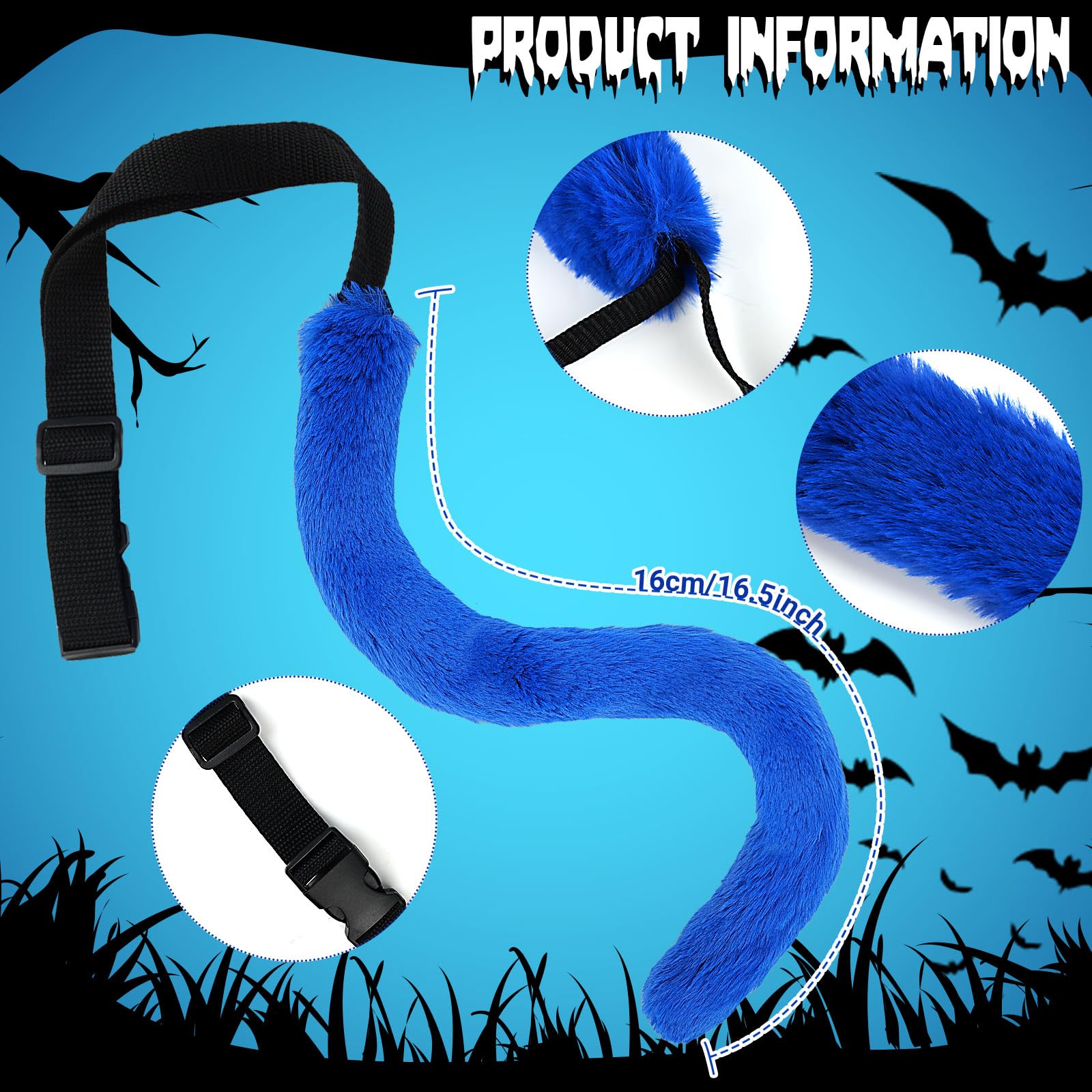 Fluffy Cat Ears Headband with Matching Tail - Halloween Costume Accessories for Women & Girls - Kitty Cosplay Set for Parties, Anime Conventions & Dress-Up Play