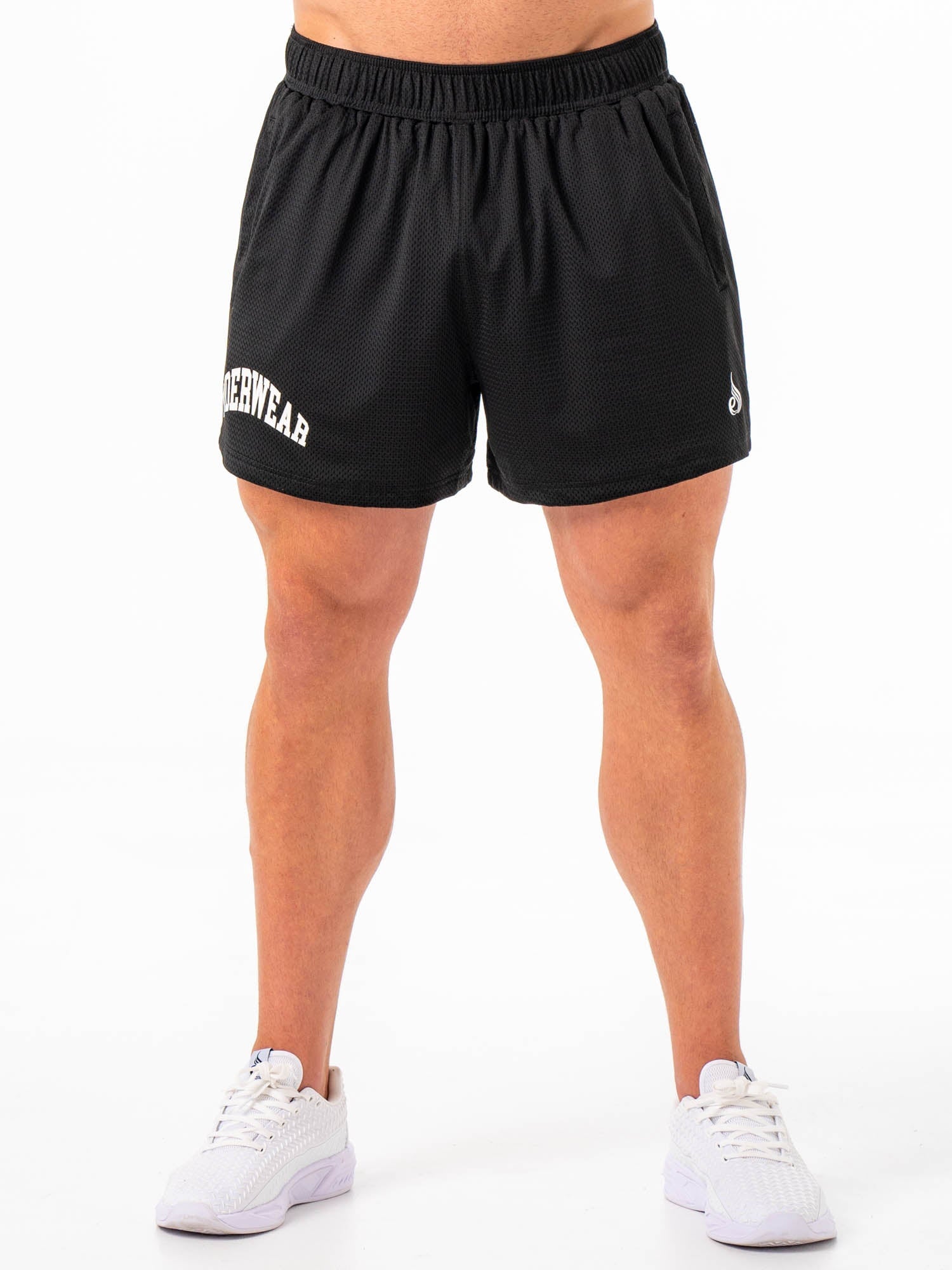 Men's Black Collegiate Mesh Athletic Shorts - Breathable Workout & Gym Shorts for Running, Basketball & Casual Wear
