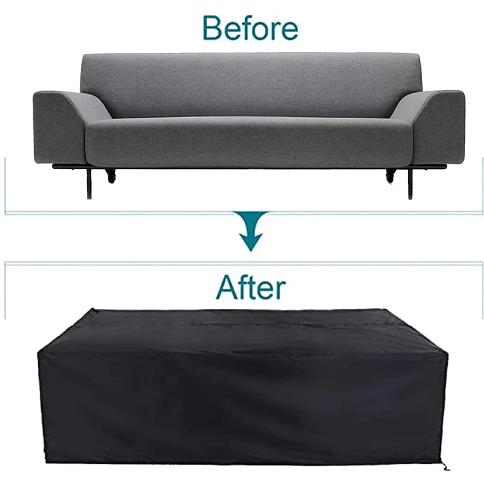 Heavy Duty 420D Waterproof Outdoor Furniture Cover 27x27x27 Inch - Durable Canvas Rectangular Patio Dining Table and Chairs Protector for All Weather Use in Backyard, Garden, and Deck