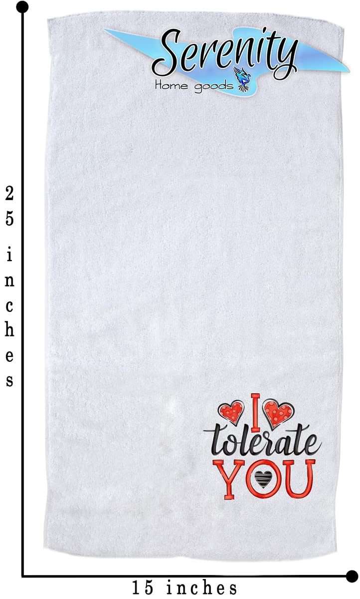 Valentine's Day 'I Tolerate You' Decorative Hand Towel Set - Soft White Kitchen & Bath Towels for Winter Home Decor, Housewarming Gift - Perfect for Bathroom, Kitchen Decor and Romantic Gifts