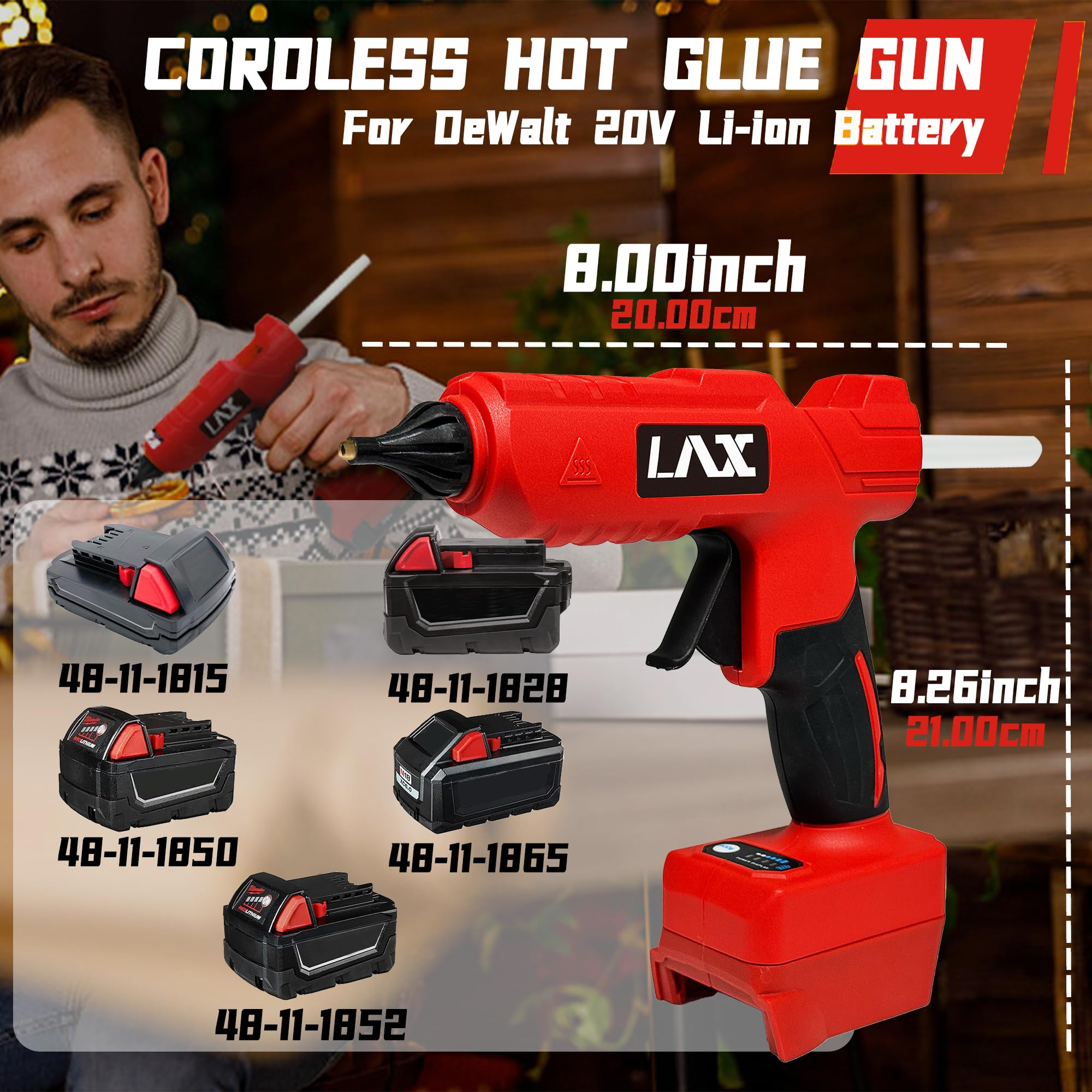 Milwaukee M18 Cordless Glue Gun - 100W Fast Heating Hot Glue Gun with 20 Glue Sticks for DIY Crafts, Home Repairs, Woodworking & Quick Fixes | Compatible with M18 Battery (Battery Not Included)