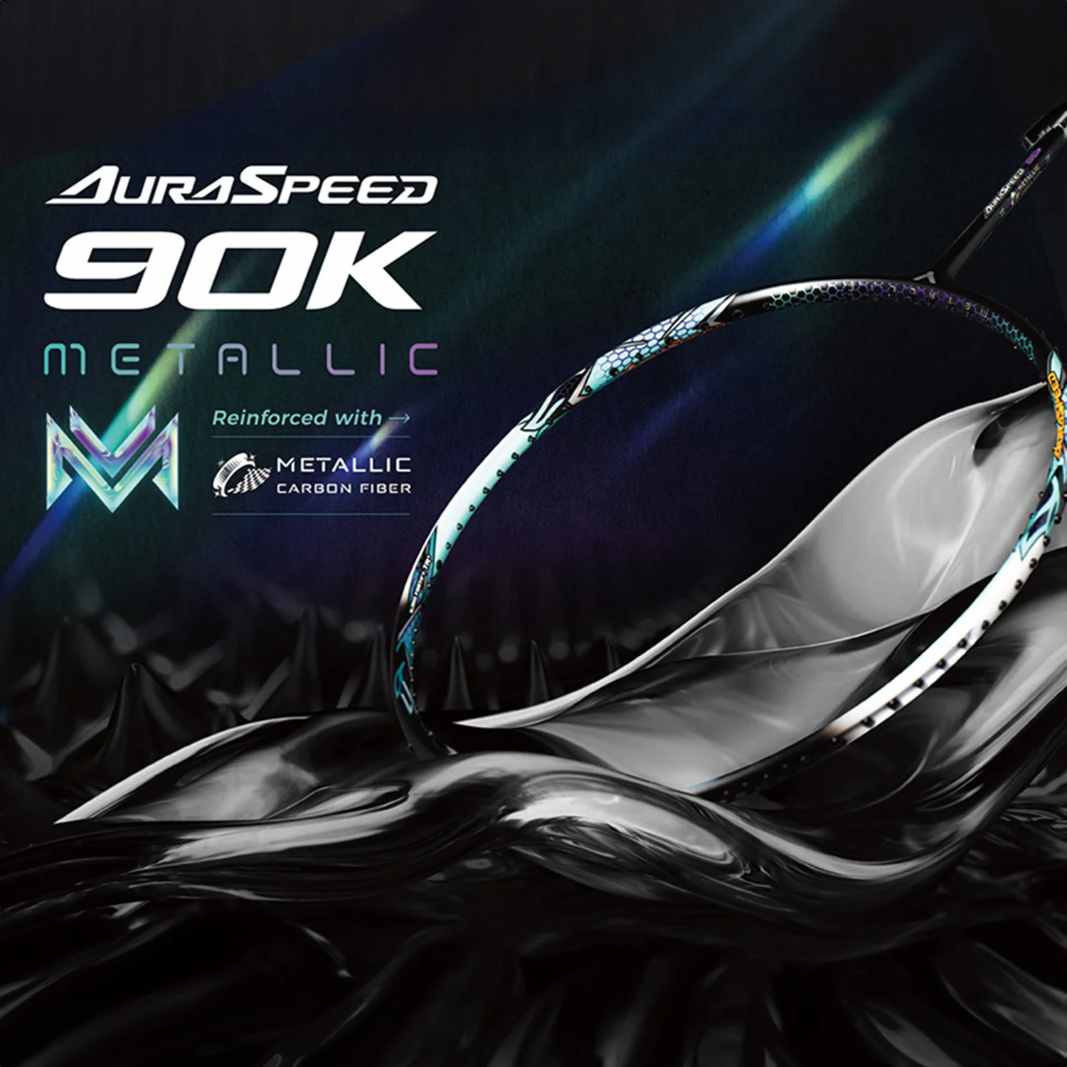 Victor AuraSpeed 90K Metallic Badminton Racket (ARS 90K METALLIC) - Professional Carbon Fiber Shuttlecock Racket for Competitive Play - Preorder Now for Tournament & Training Use