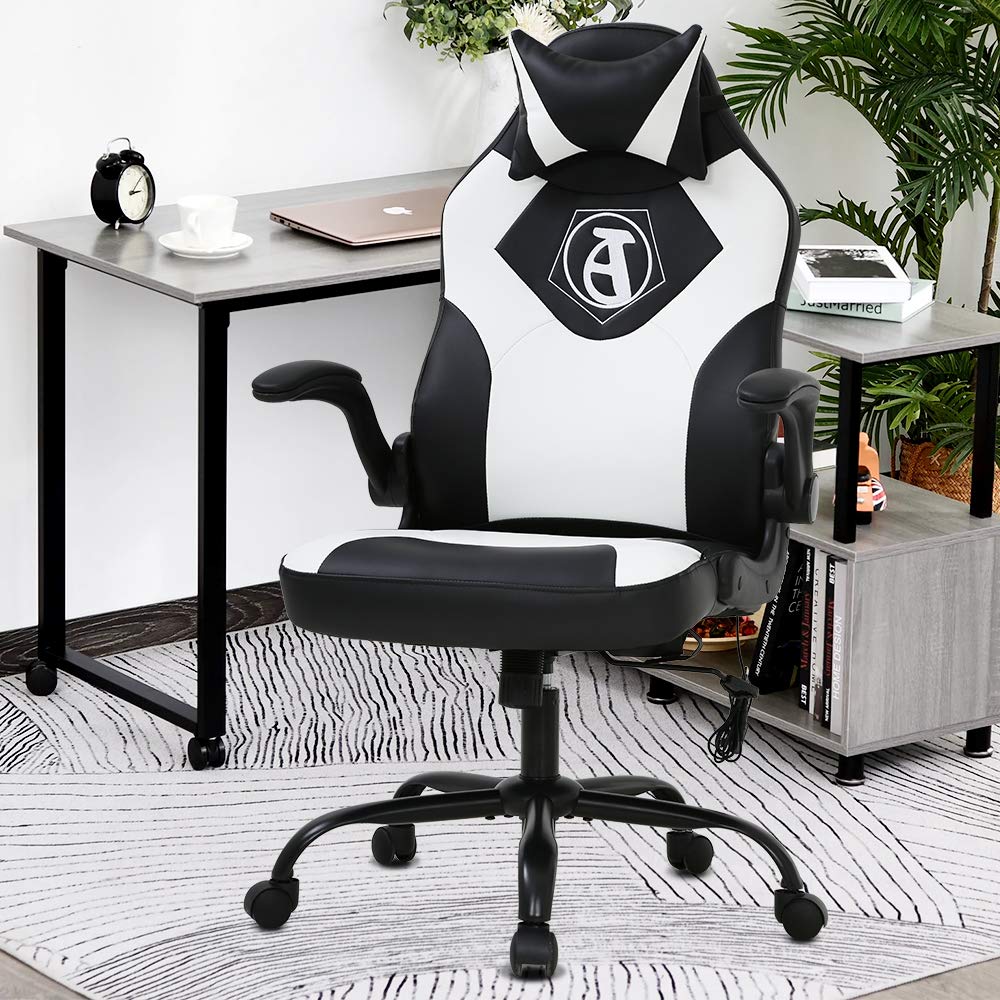 Premium Ergonomic Gaming Chair - High Back PU Leather Racing Style Office Chair with Lumbar Support, Adjustable Headrest & Flip-up Arms - Perfect for PC Gaming, Home Office & Streaming Setup