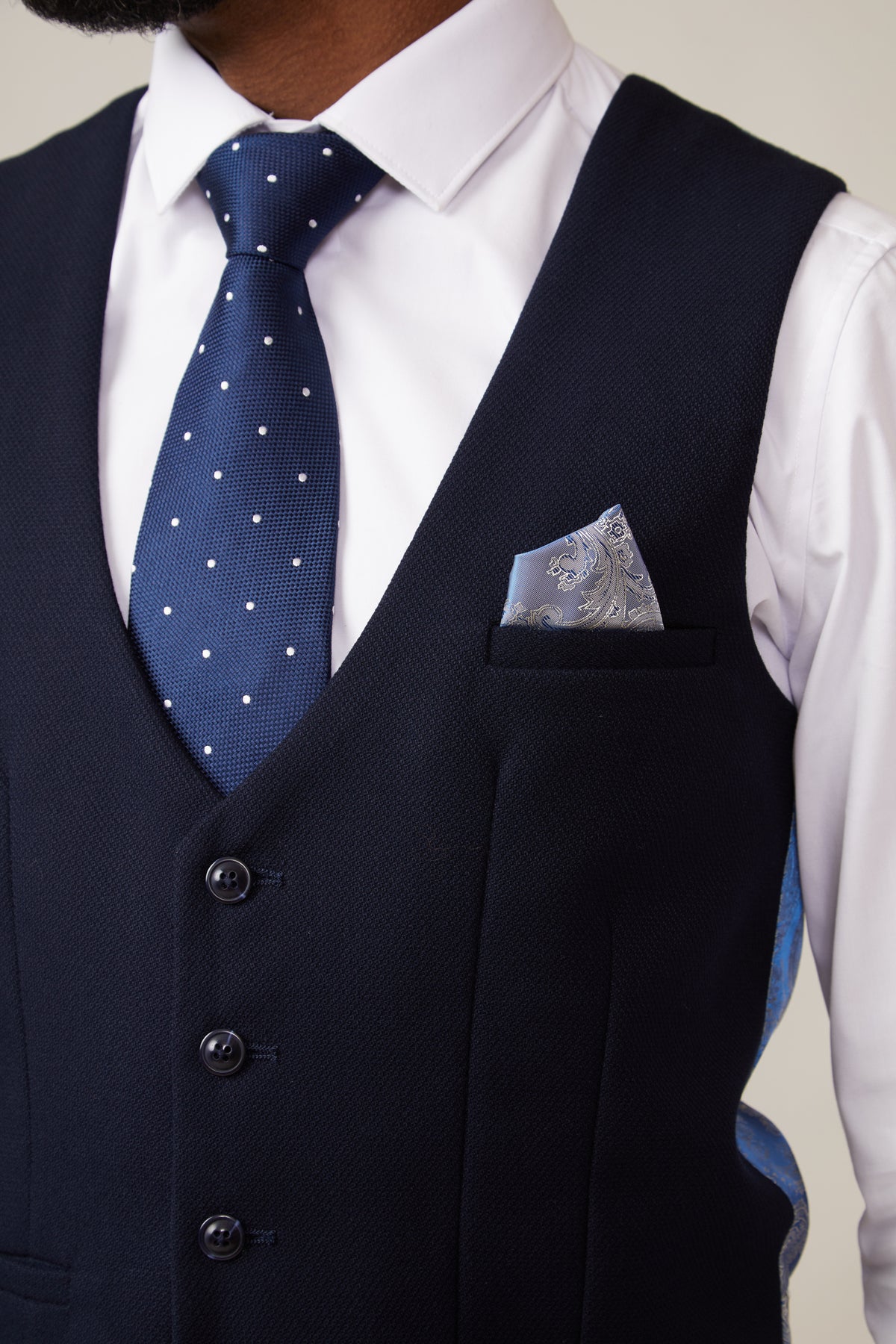 KELVIN Navy Blue Single Breasted Waistcoat Vest for Men - Formal Office Wear & Wedding Attire
