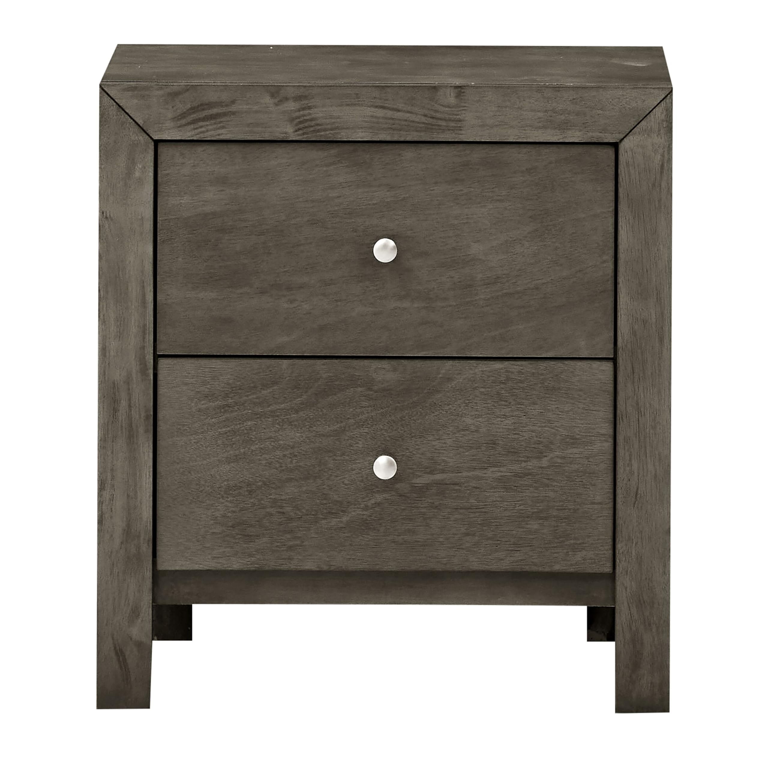 **Burlington 2-Drawer Wood Nightstand - Grey Stained Solid Wood Bedside Table for Bedroom, Living Room & Guest Room**
