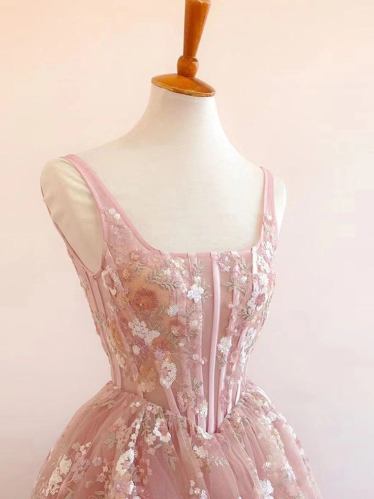 Elegant A-Line Pink Floral Lace Prom Dress for Formal Parties & Special Occasions - Style J5066 | Perfect for Homecoming, Prom Night & Evening Events