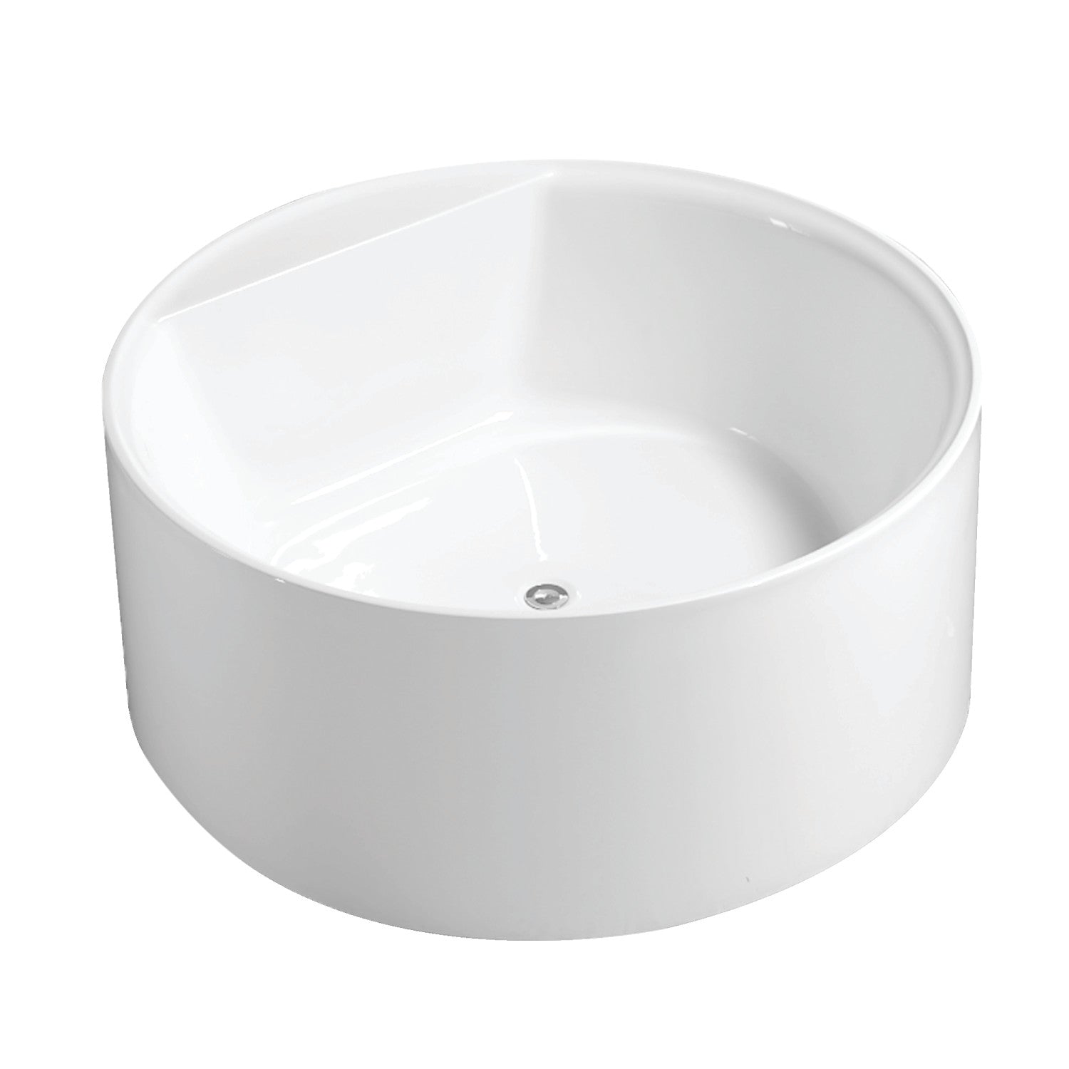 Aqua Eden VTRO535322 53-Inch Acrylic Round Freestanding Bathtub - Double Ended Design with Drain - Glossy White Finish - Perfect for Modern Bathrooms & Spa-Like Relaxation