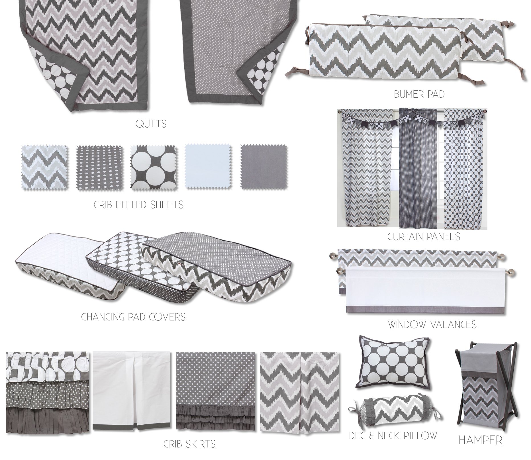Bacati Mix N Match Ikat Zigzag Chevron Nursery Storage Organizer - Wall & Crib Storage Basket, Grey - Perfect for Baby Room Organization & Nursery Decor