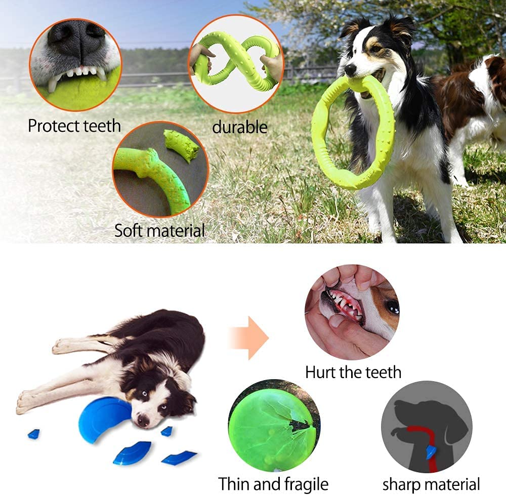 Durable Dog Toys for Aggressive Chewers - Floating Chew Proof Flying Disc & Interactive Tug Toy for Large Dogs - Tough Teething Toys for Puppies & Adult Dogs - Perfect for Outdoor Play, Fetch Games & Tug of War Training
