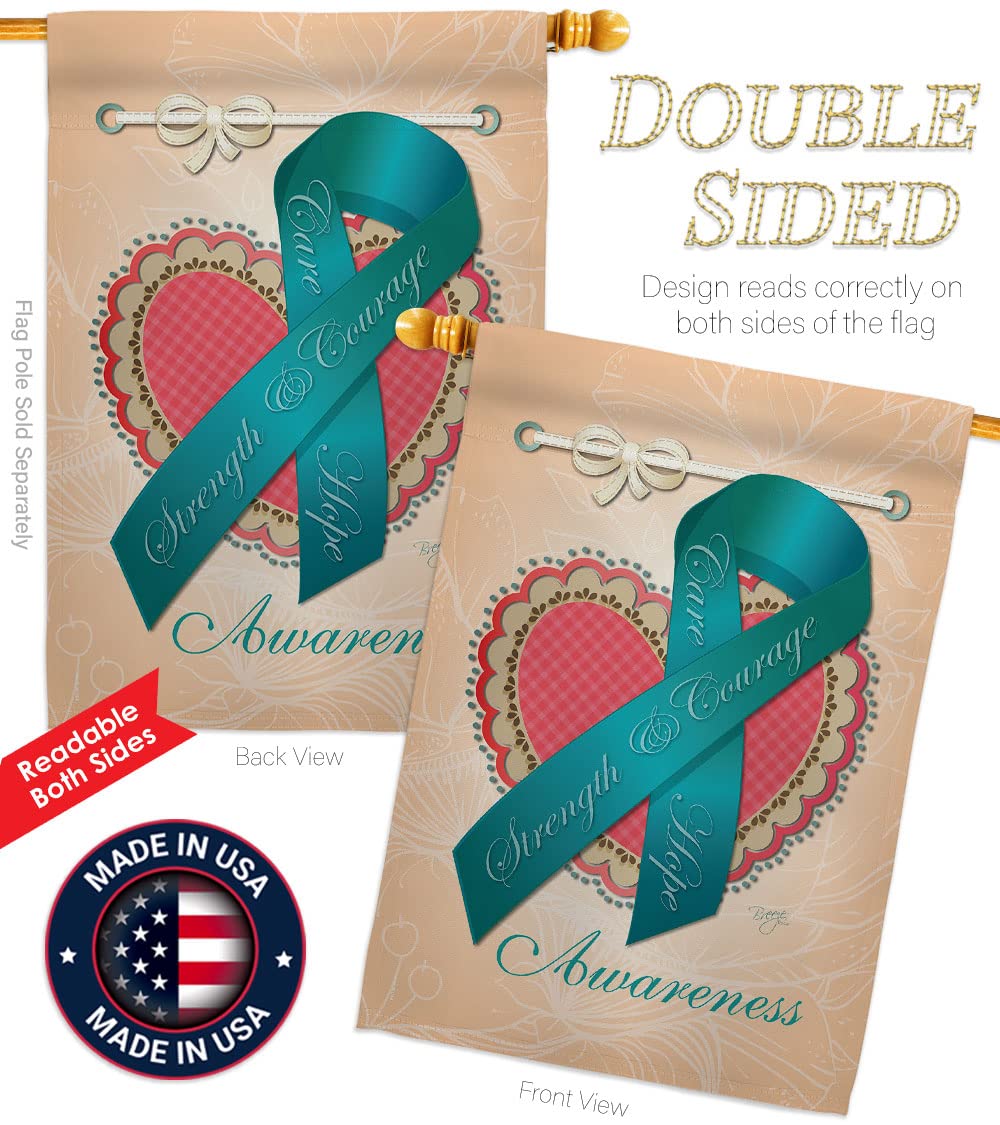 Ovarian Awareness Vertical Flags Set - 28x40in & 13x18.5in - Home & Garden Decor