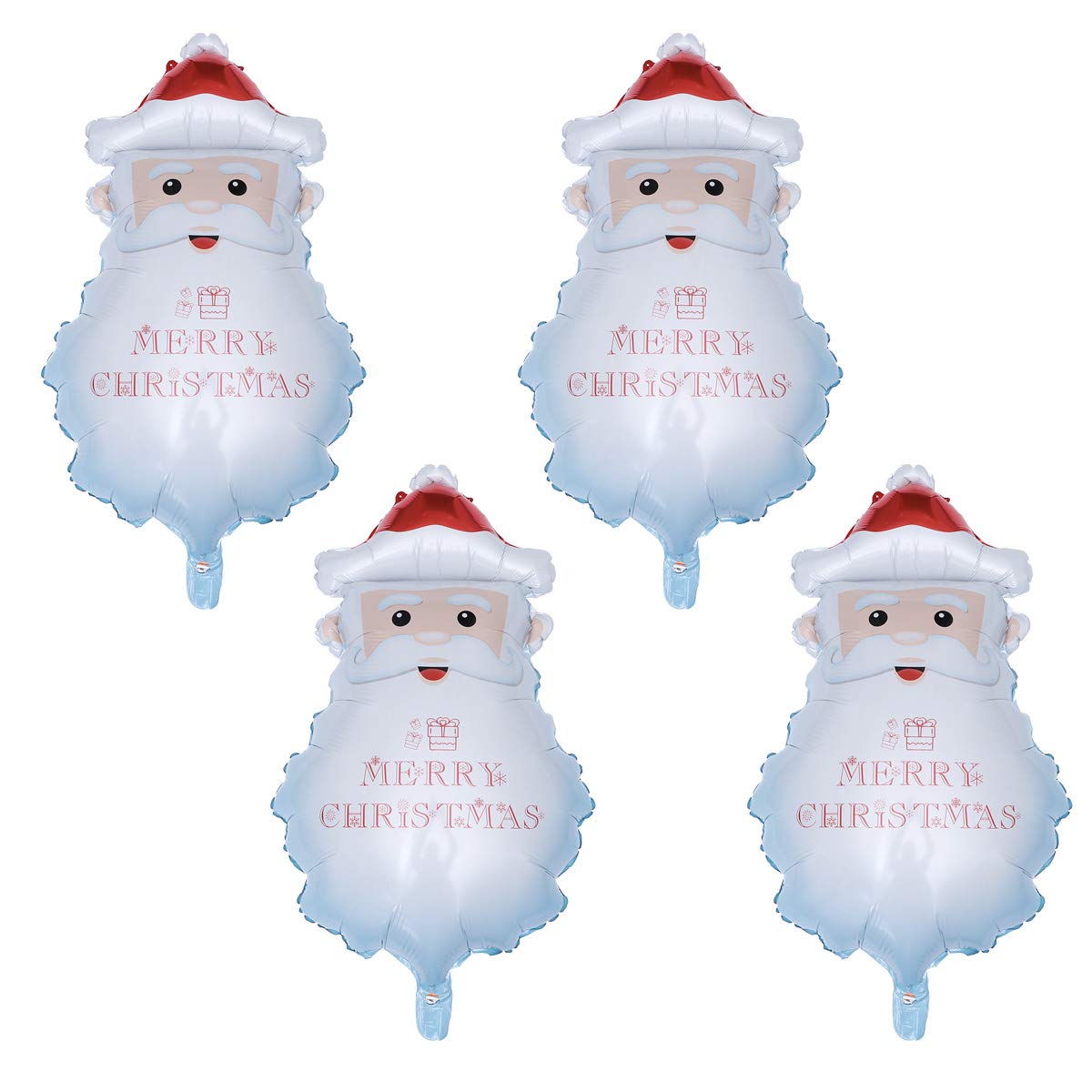 VALICLUD 4pcs Christmas Aluminum Foil Santa Claus Head Balloons - Holiday Party Decorations for Xmas Tree, Home, Office & Festive Celebrations