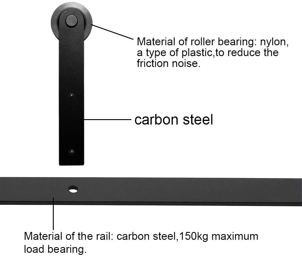 Haccer 6FT Sliding Barn Door Hardware Kit - Black Single Door Track System for Rustic Home & Office Use
