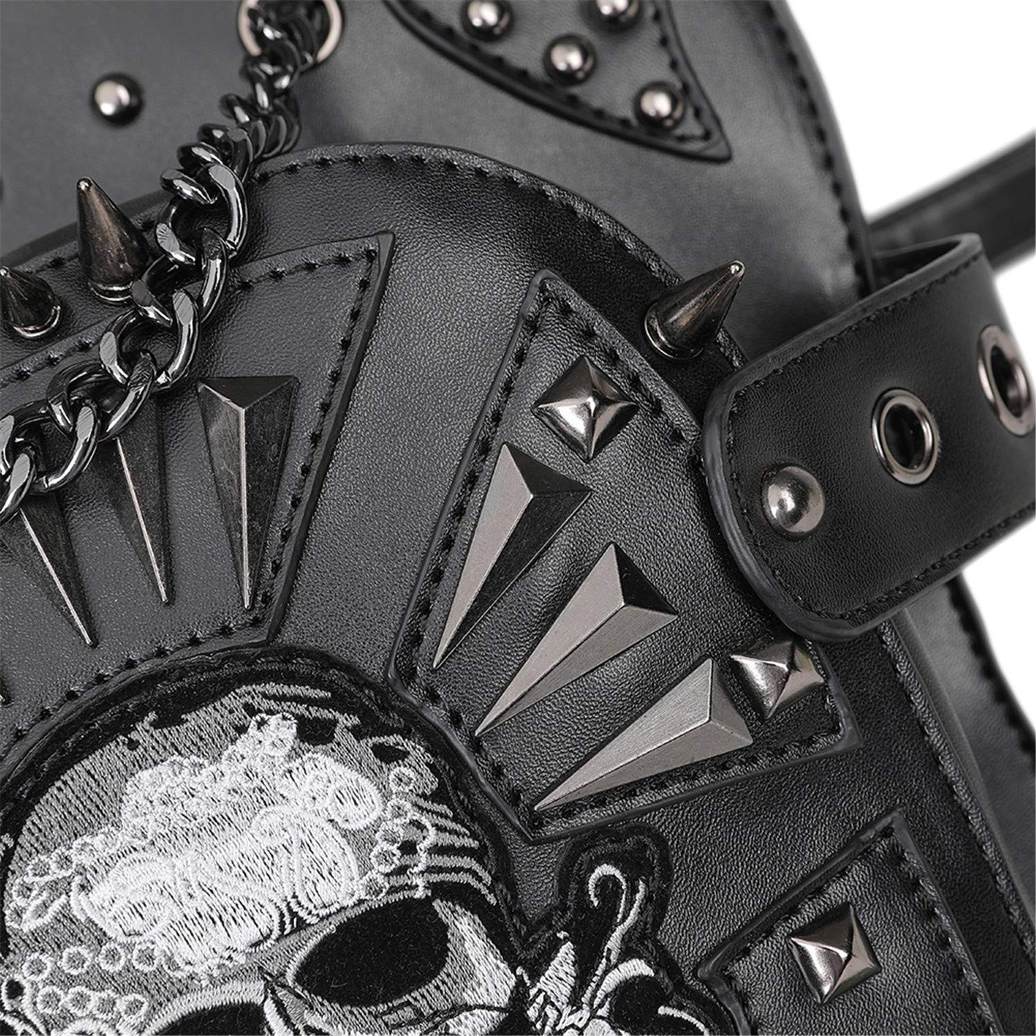 Gothic Steampunk Rose Skull Waist Bag - Leather Fanny Pack Crossbody Purse for Travel & Festival - Unisex Side Wallet Leg Bag & Shoulder Messenger Bag - Perfect for Cosplay, Rave, Halloween & Everyday Use
