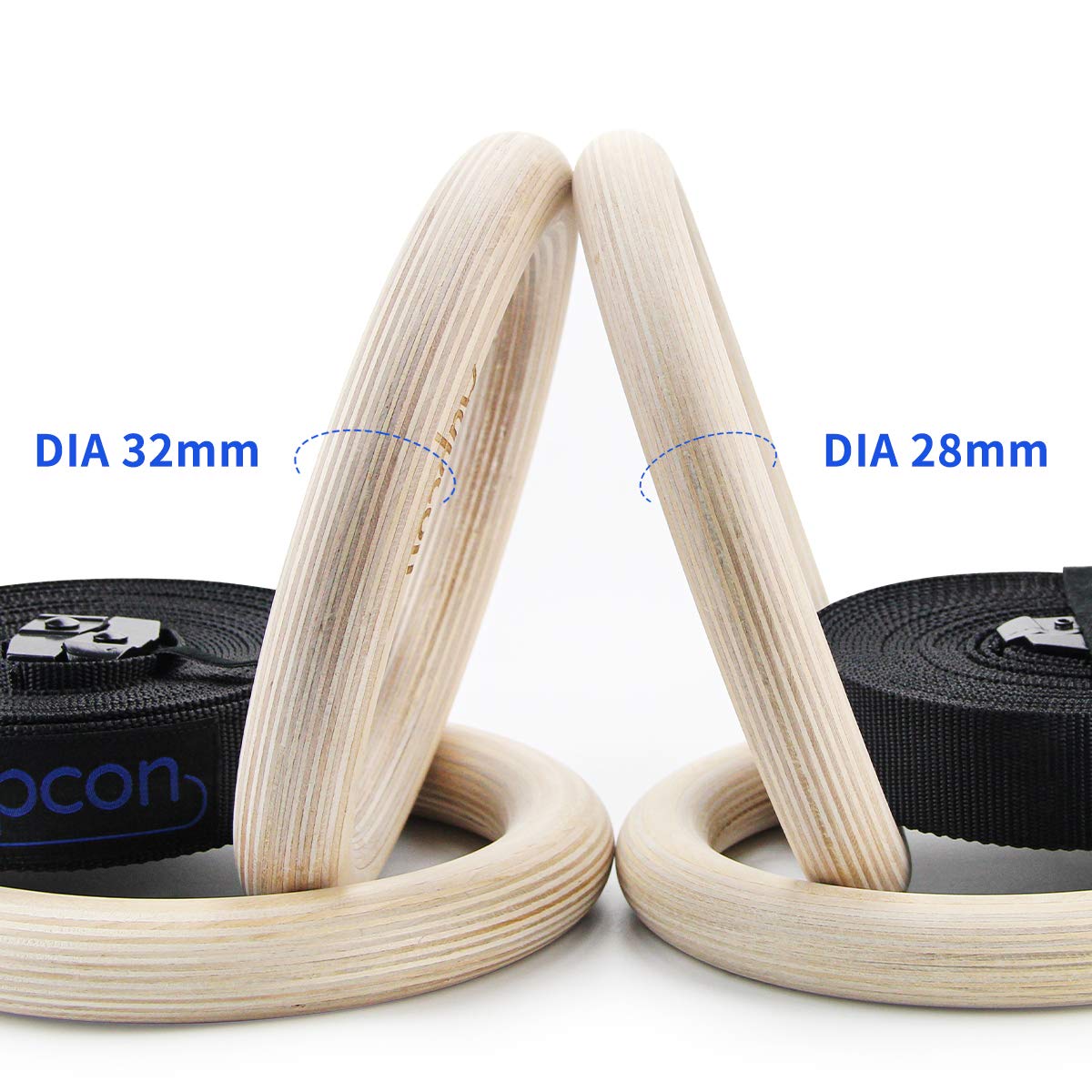 AUPCON Wood Gymnastic Rings - Olympic Gym Rings with Adjustable Straps for Strength Training, Pull Ups, Dips & Home Workouts - Perfect for CrossFit, Calisthenics & Outdoor Fitness